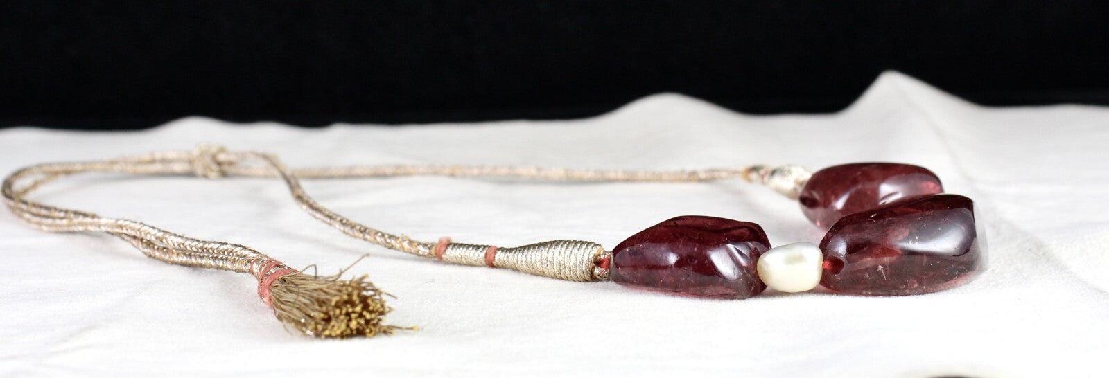 Certified Antique Natural Tourmaline 220 Ct & Pearl Beads Unique Choker Necklace