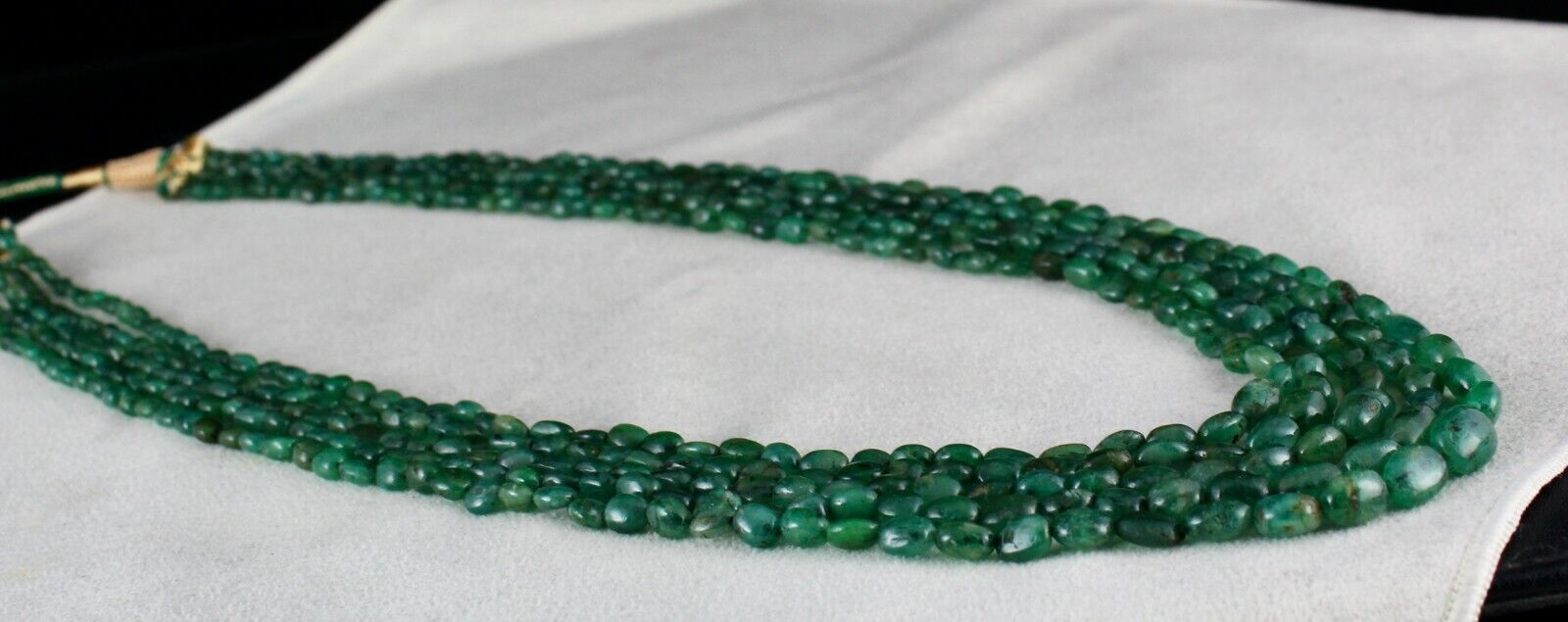 Antique Natural Emerald Beaded Necklace 5 L 328 Carats Gemstone Precious Strings