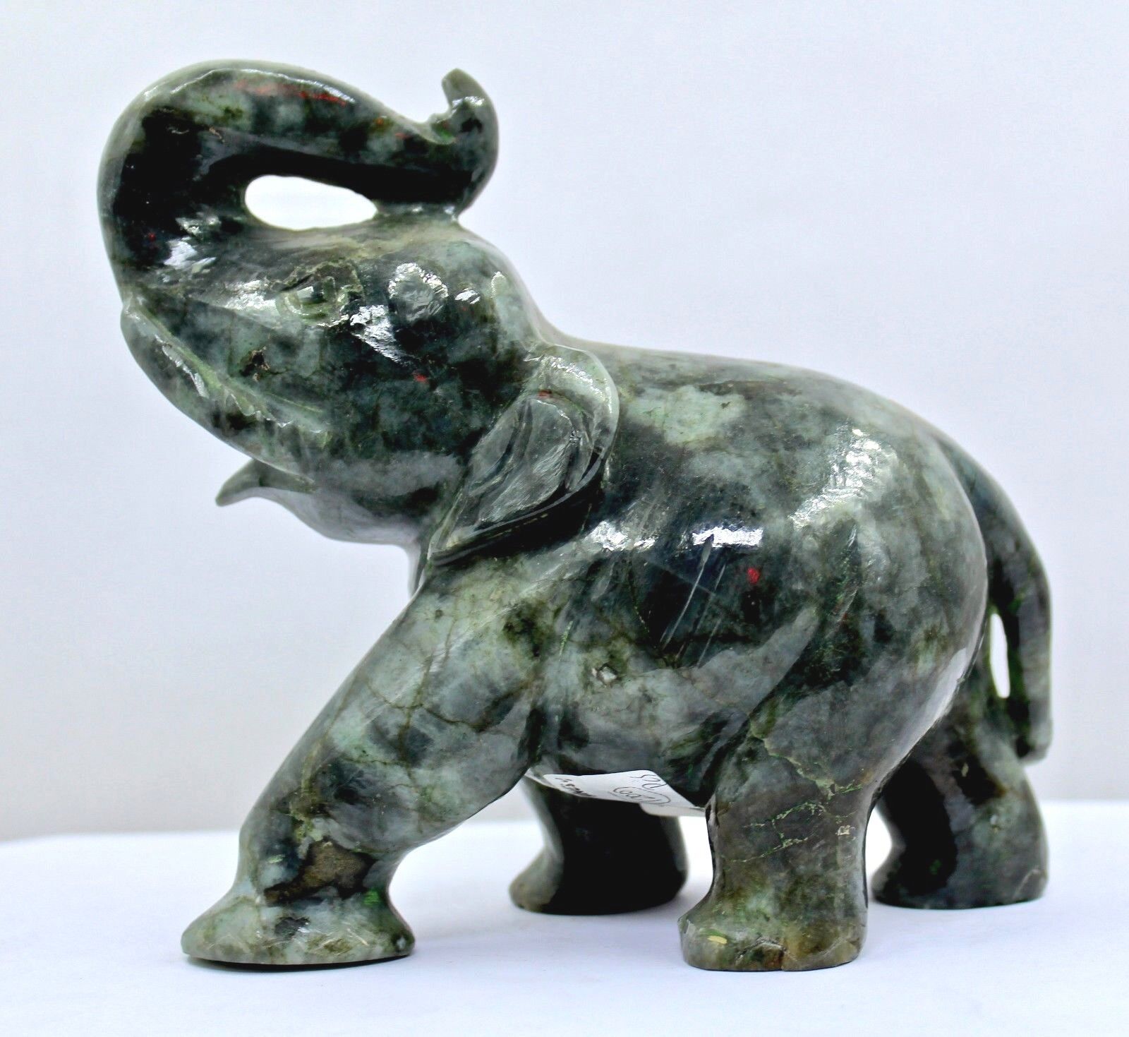 NATURAL BLACK LABRADORITE ELEPHANT STATUE 5775 CARATS GEMSTONE FOR HOME DECOR