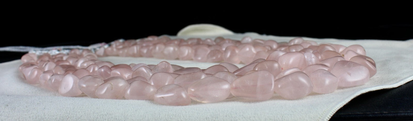 Natural Rose Quartz Beaded Necklace Cabochon Gemstone Long String 5 L 2513 Ct