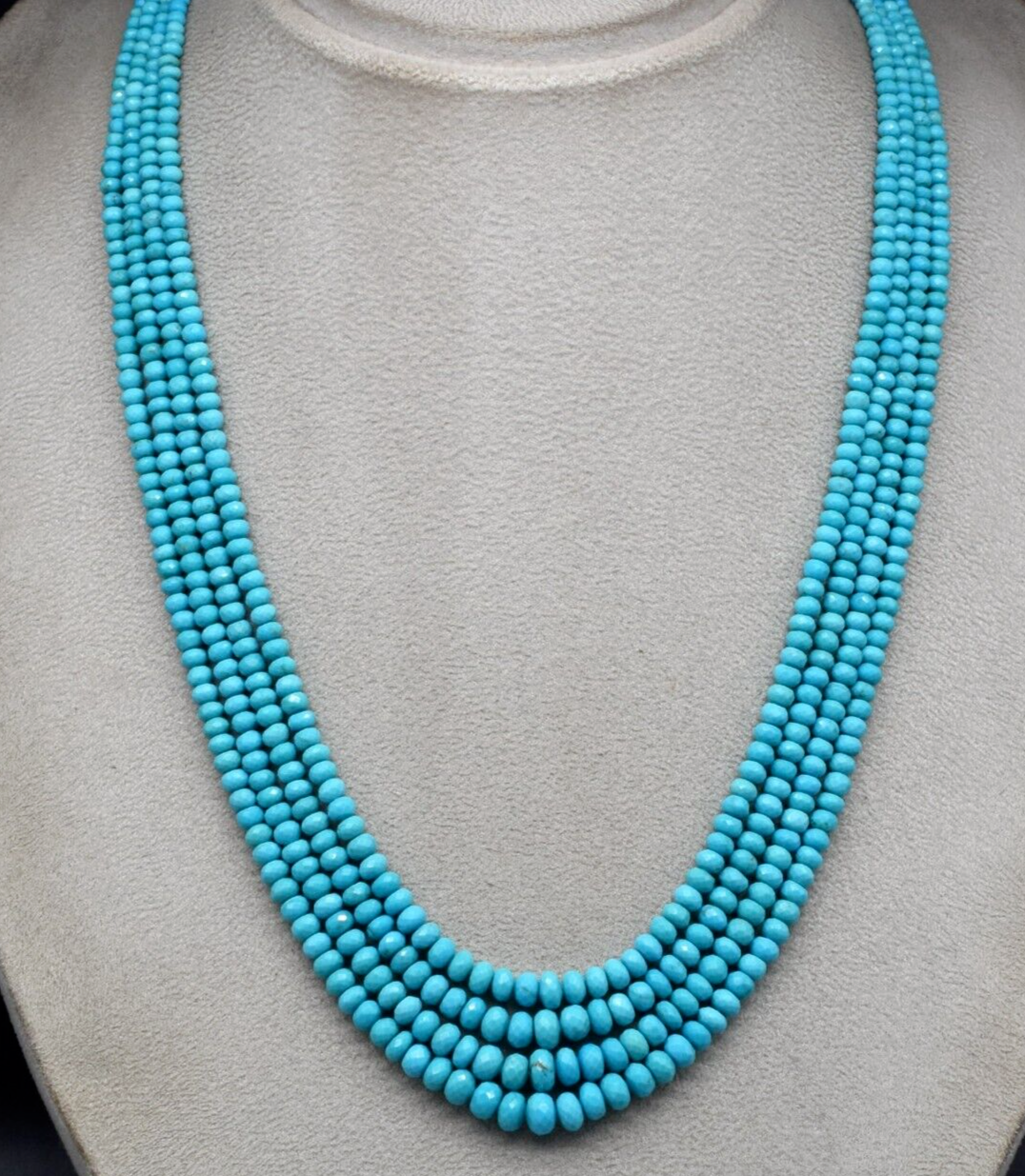 Certified Natural Turquoise Round Blue Gemstone Necklace 268 Ct Drilled Beads