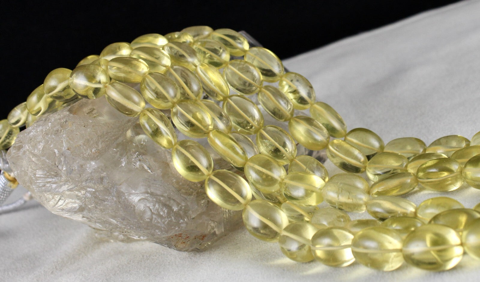 Natural Lemon Quartz 846ct Beads Long Necklace Semi-precious Yellow Gemstones