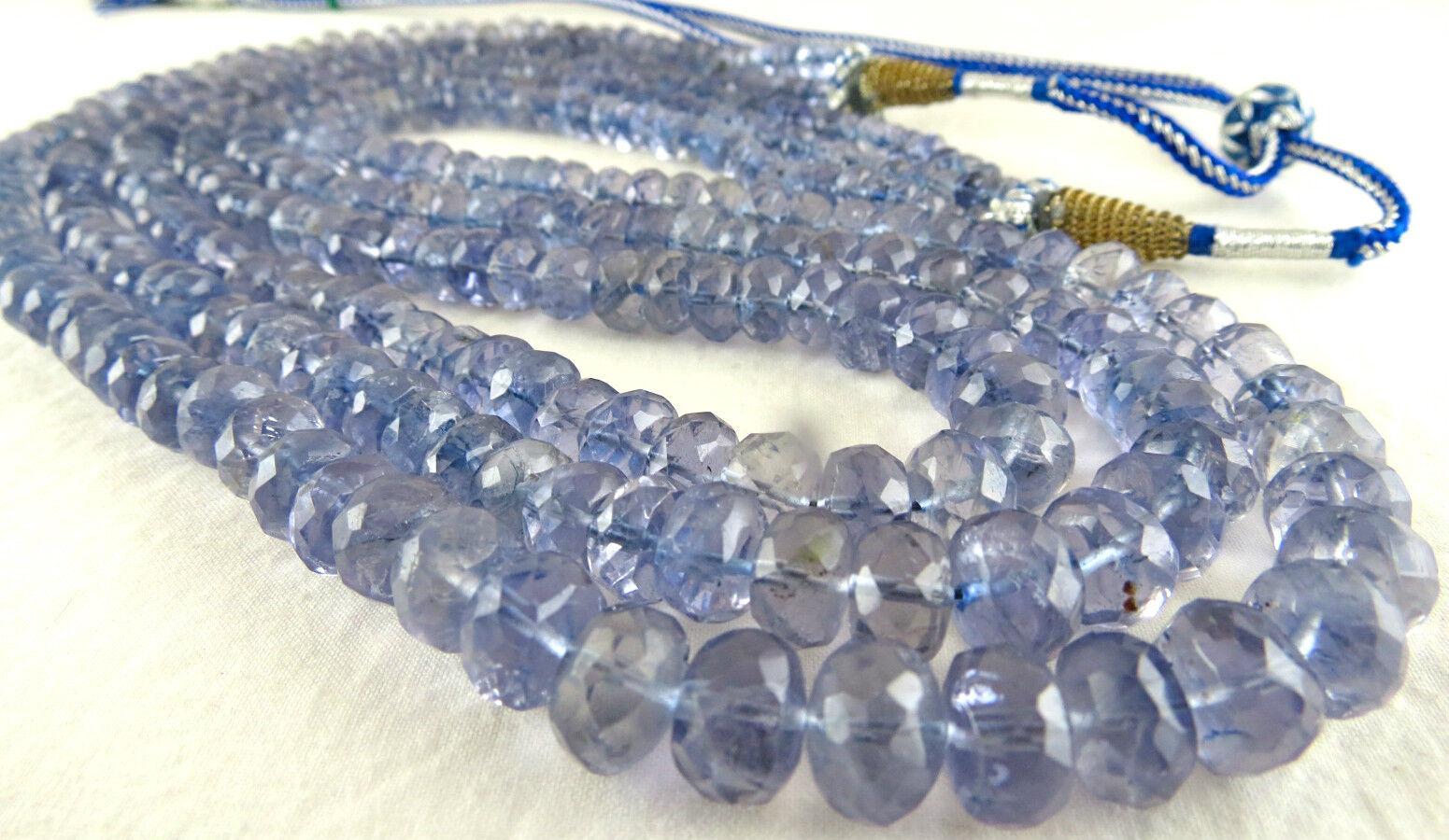 NATURAL BLUE IOLITE BEADS FACETED ROUND 568 CARATS GEMSTONE LADIES NECKLACE 