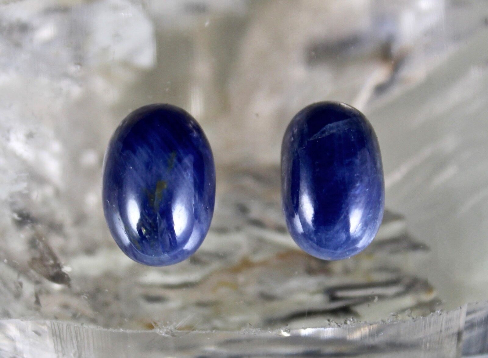 Natural Untreated Blue Sapphire Cabochon Oval 2 Pc 31.41 Ct Gemstone For Earring