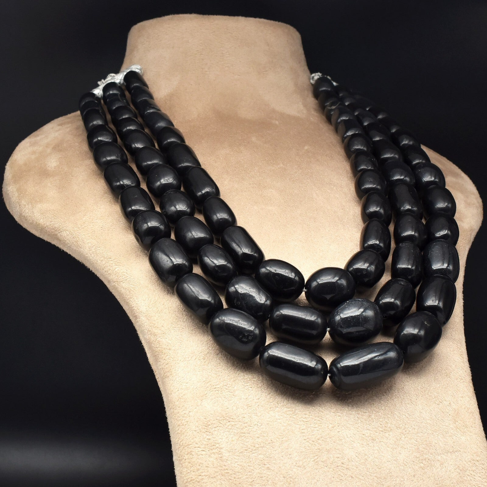 Natural Black Jade Beads Gemstone Fashion Necklace 2107 Ct 30mm Long 3 L