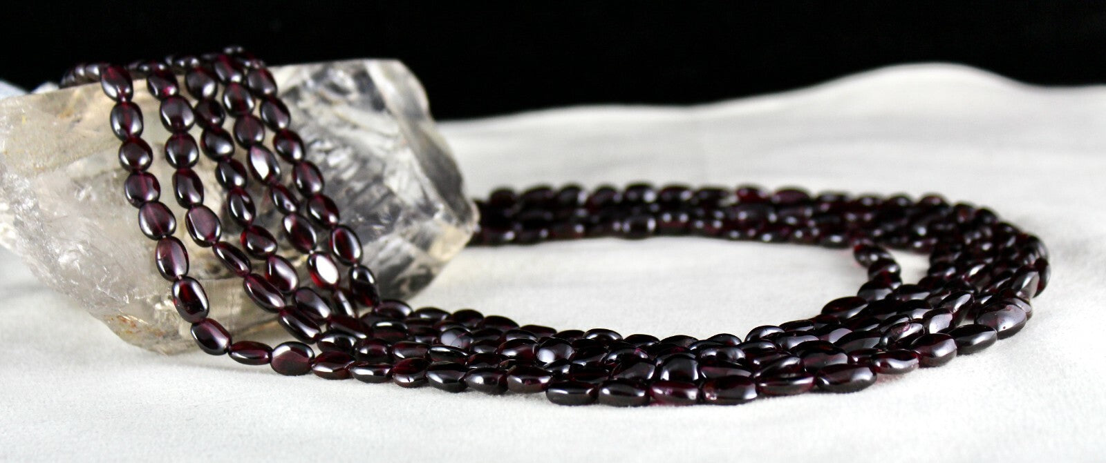 Natural Red Garnet 860ct Beaded 5 Line Long Fashion Necklace For Women
