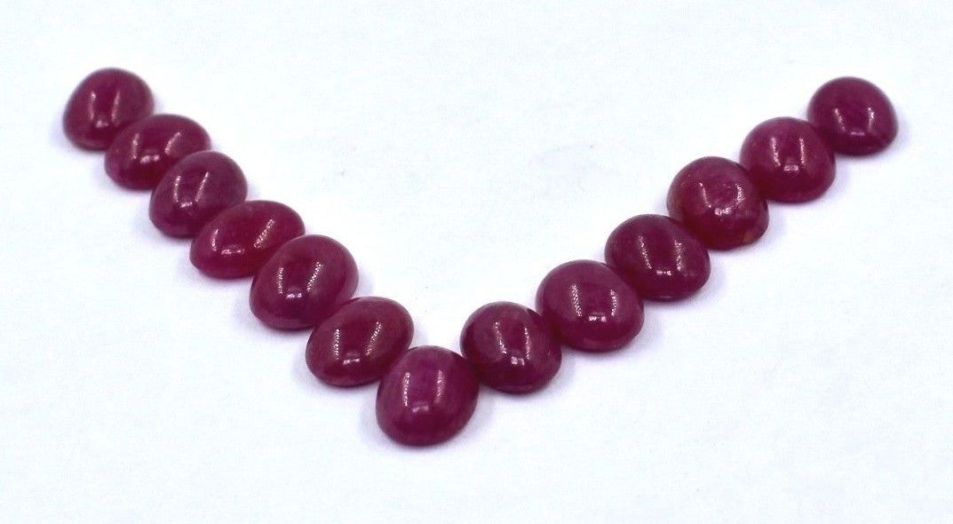 Natural Ruby 22.95 Ct Oval Cabochon 8x6mm Loose Gemstone Set