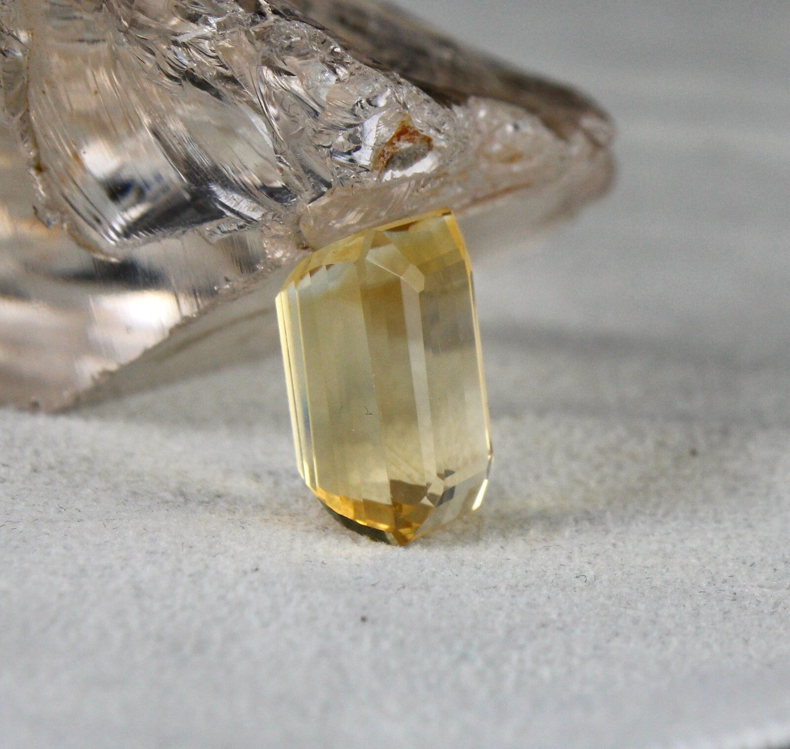 Natural Yellow Citrine 19.19ct Octagon Cut 18x12mm Gemstone Pendant Ring