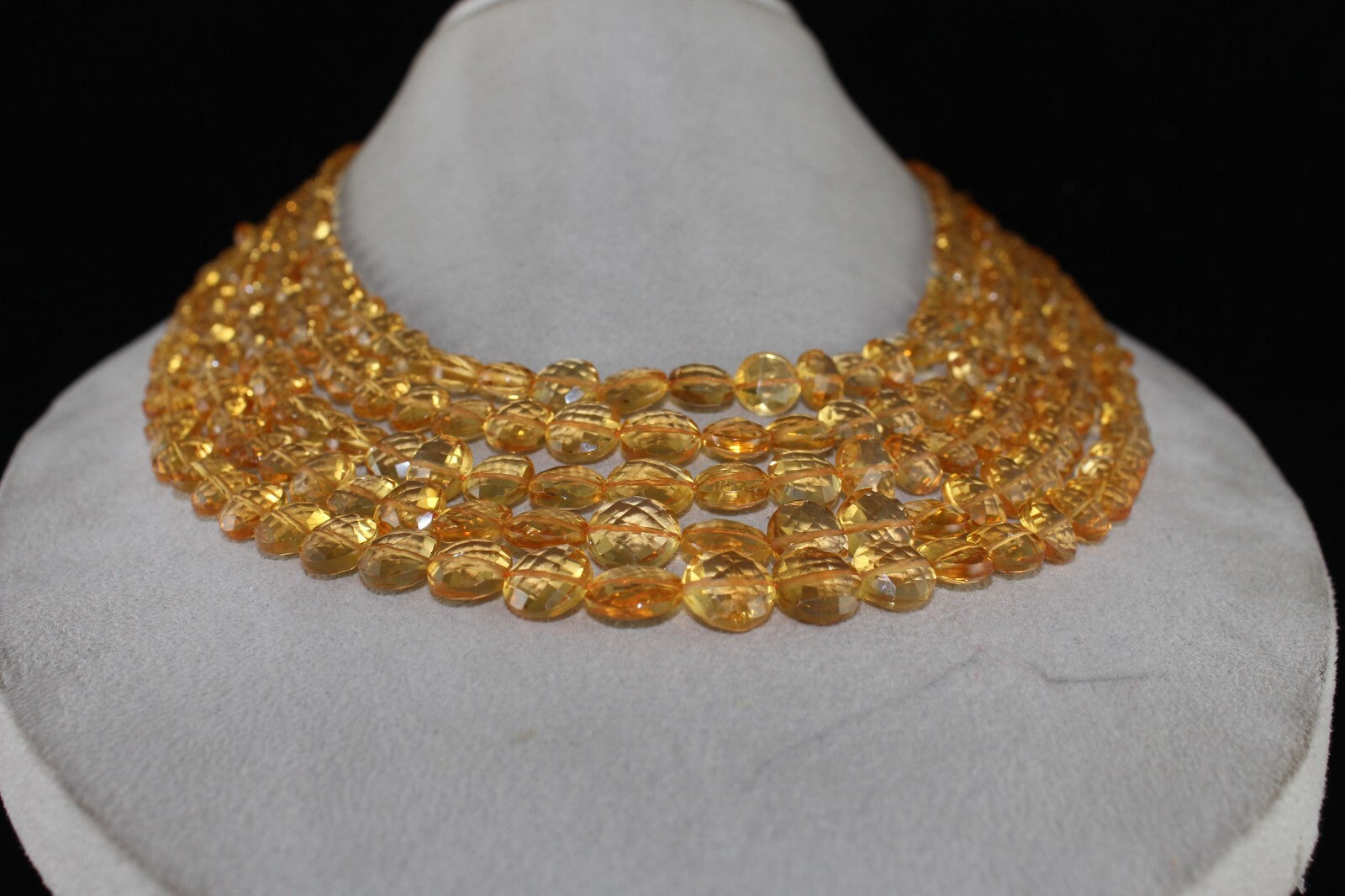 Certified Natural Yellow Citrine 626 Ct Faceted Coin Gemstone Necklace