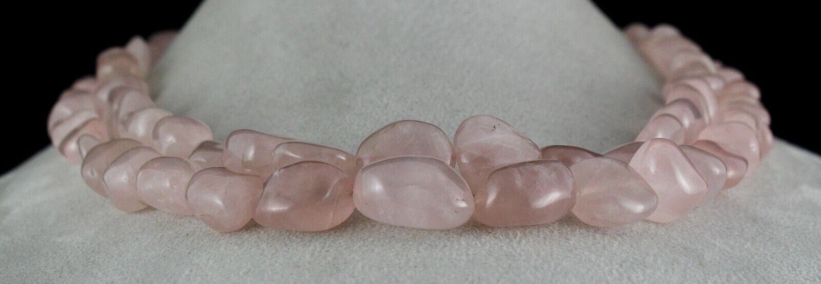 Natural Rose Quartz Beaded Necklace 2 Line 1109 Carats Nuggets Gemstone Strings