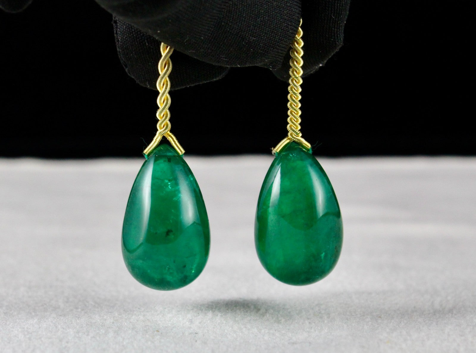 Certified Natural Emerald Tear Drop 49.23 Ct Loose Gemstone Pair Design Earrings