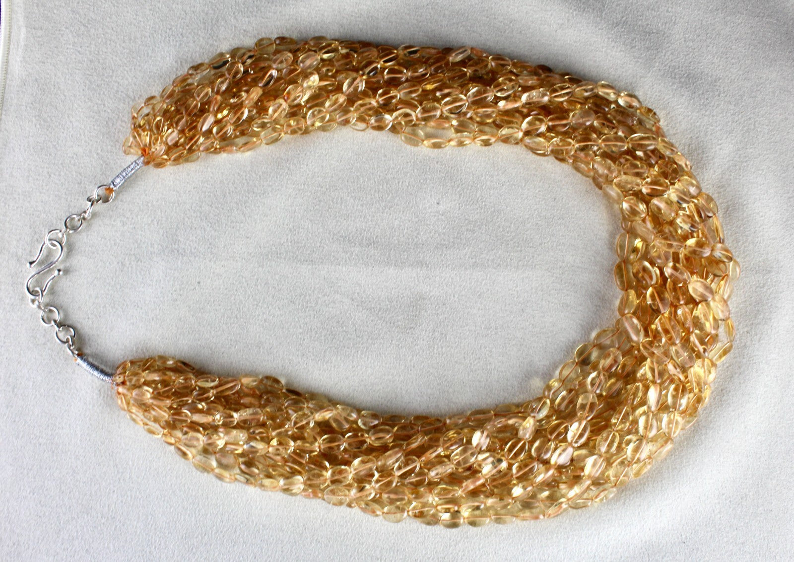 Natural Citrine Cabochon Beads 1295 Ct Sterling Silver Yellow Necklace