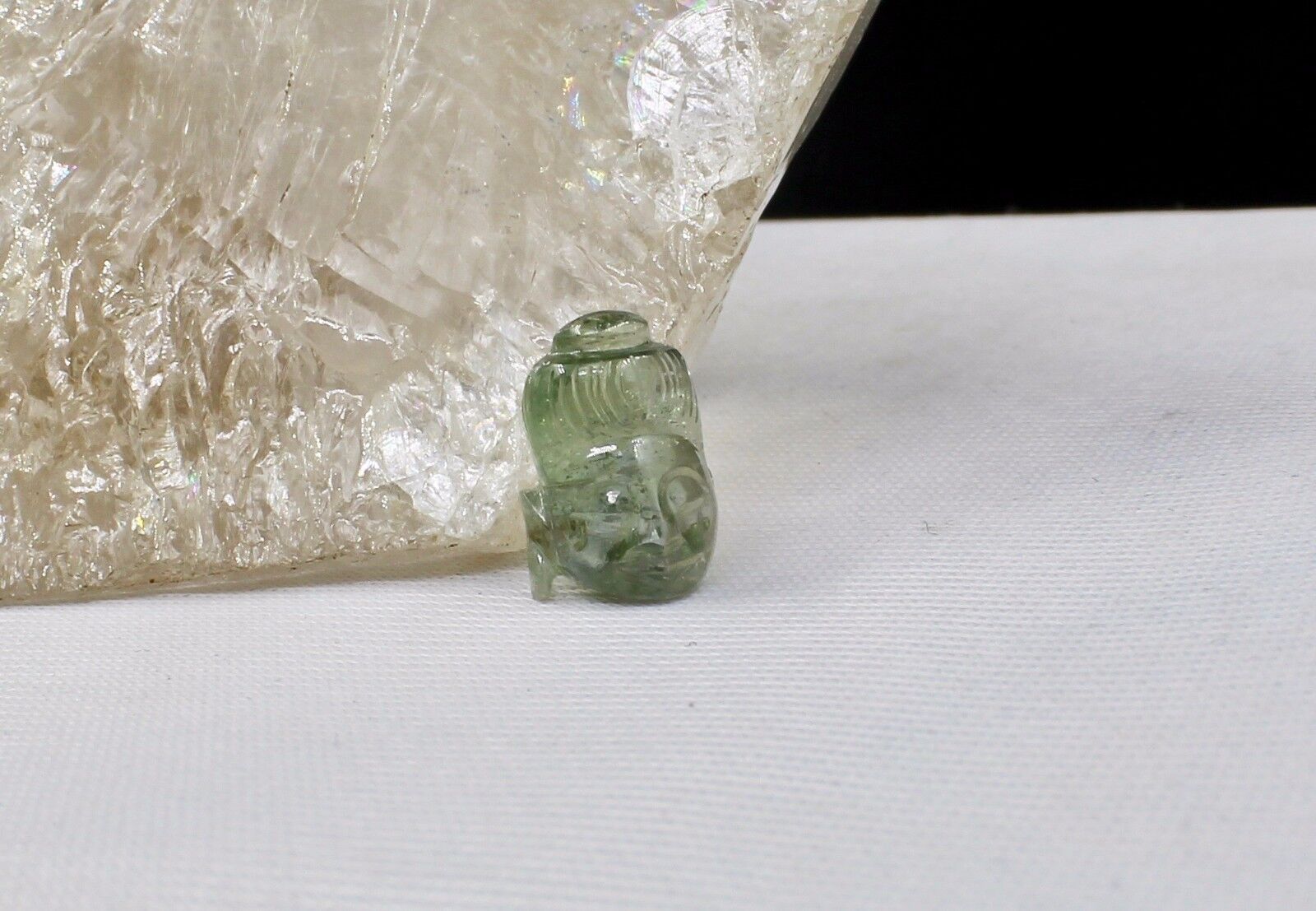 A+ NATURAL MULTI GREEN TOURMALINE CARVED BUDDHA 10.59 CTS GEMSTONE RING PENDANT