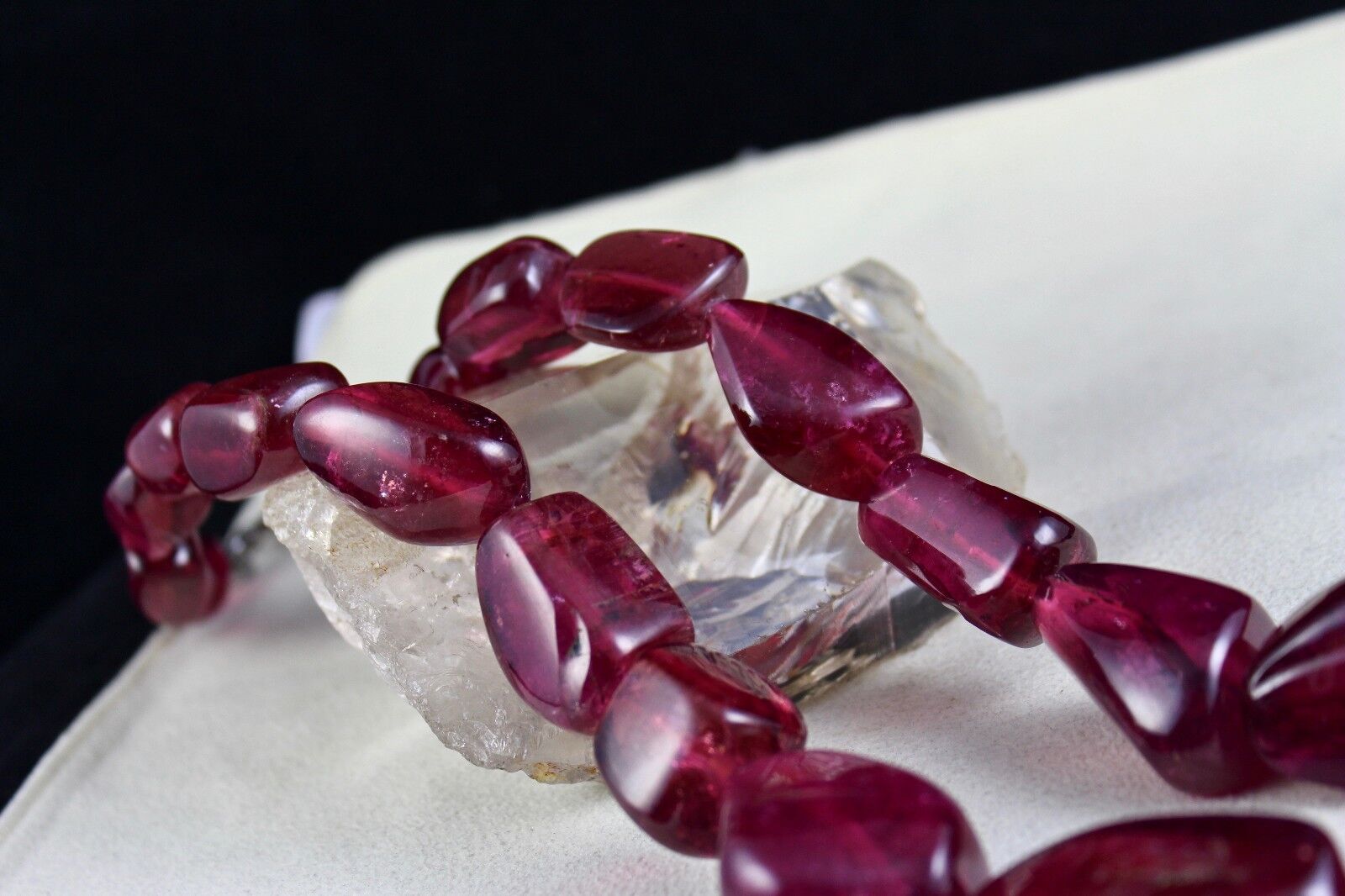 NATURAL PINK TOURMALINE RUBELLITE BEADS TUMBLE 47MM BIG 2270 CARATS GEM NECKLACE