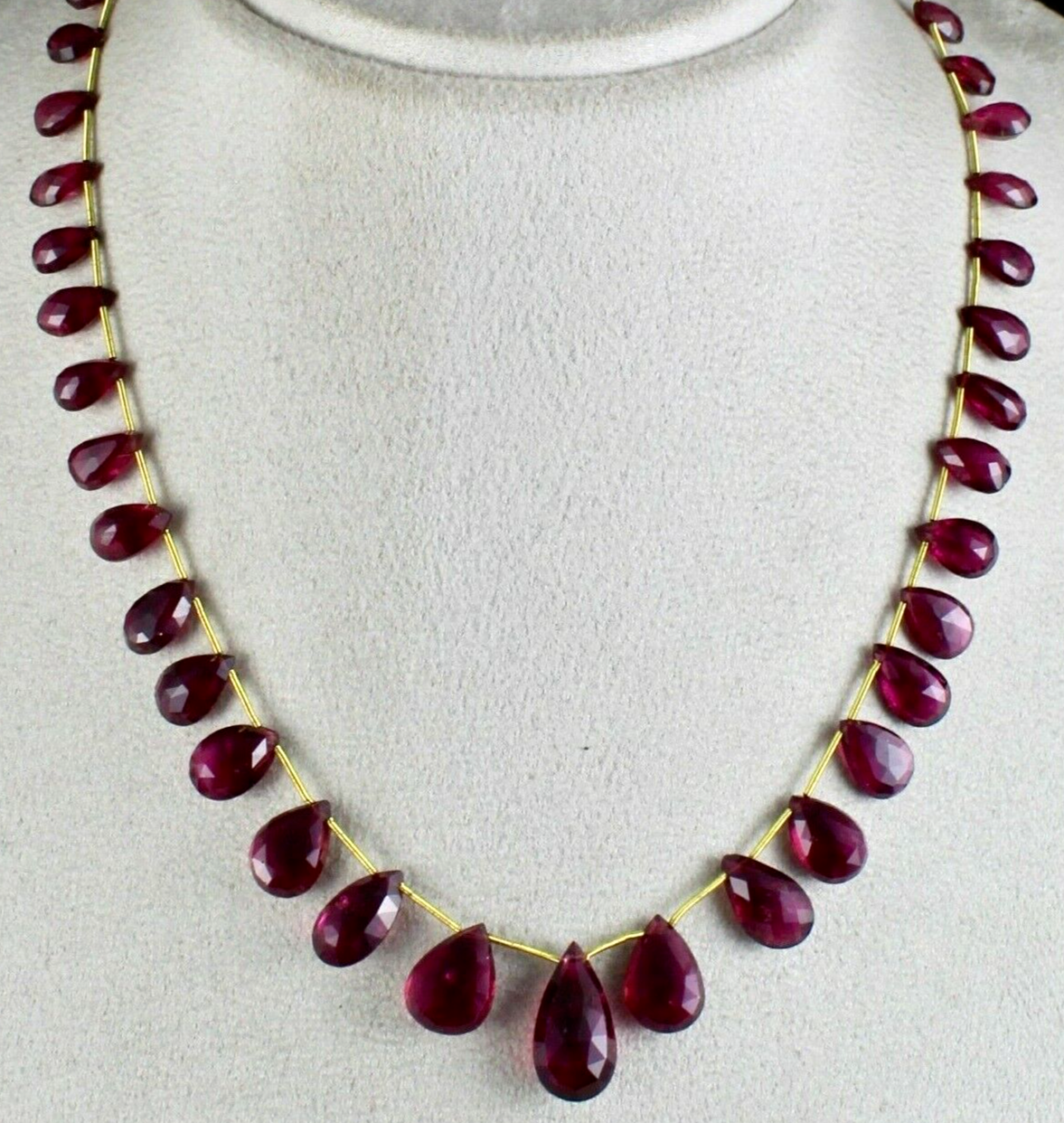 Certified Natural Pink Tourmaline Rubellite 125 Ct Bead Briolette Necklace