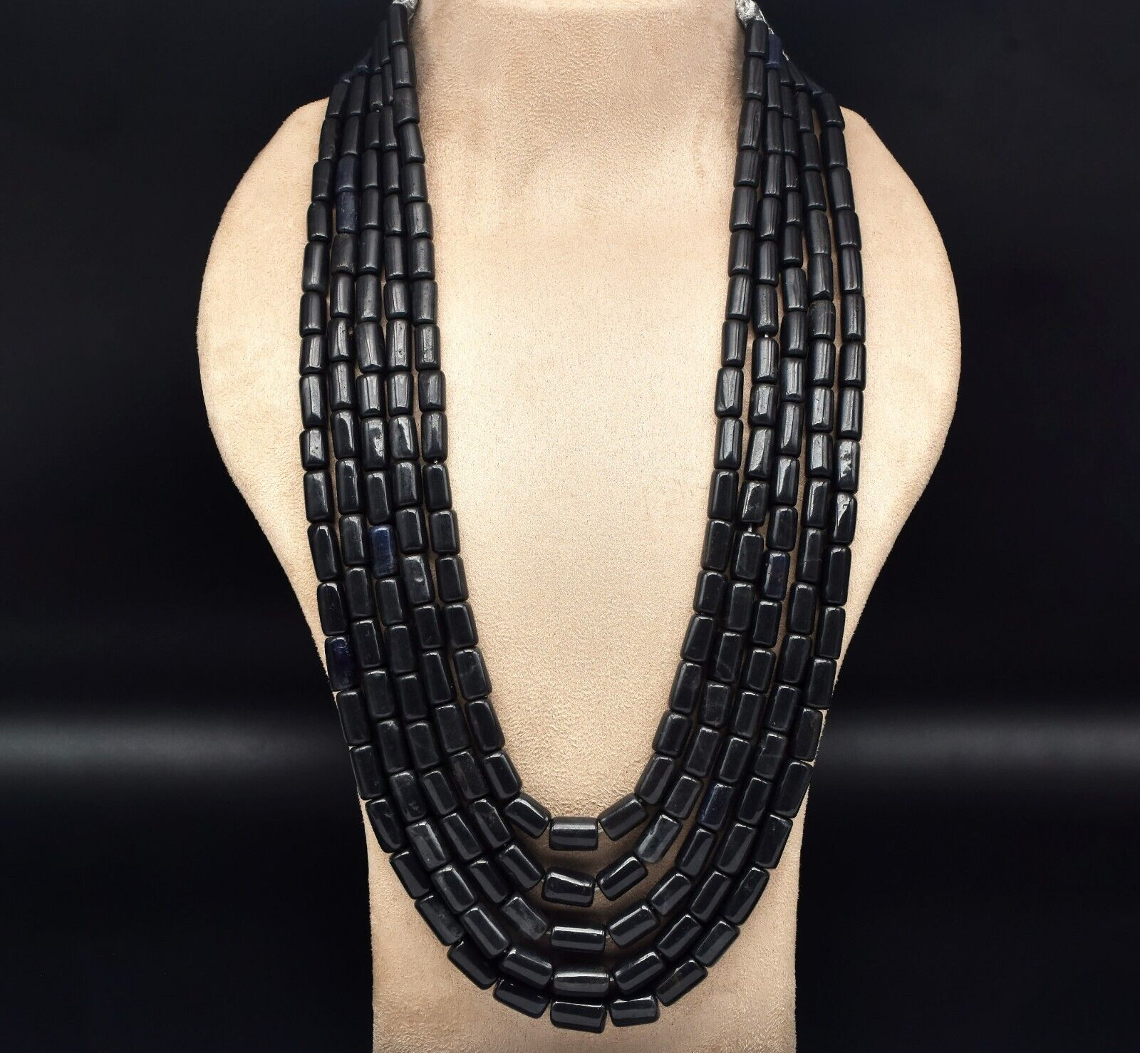 Natural Black Jade Tube Beads 5 L 1579 Ct 16mm Gemstone Fashion Necklace