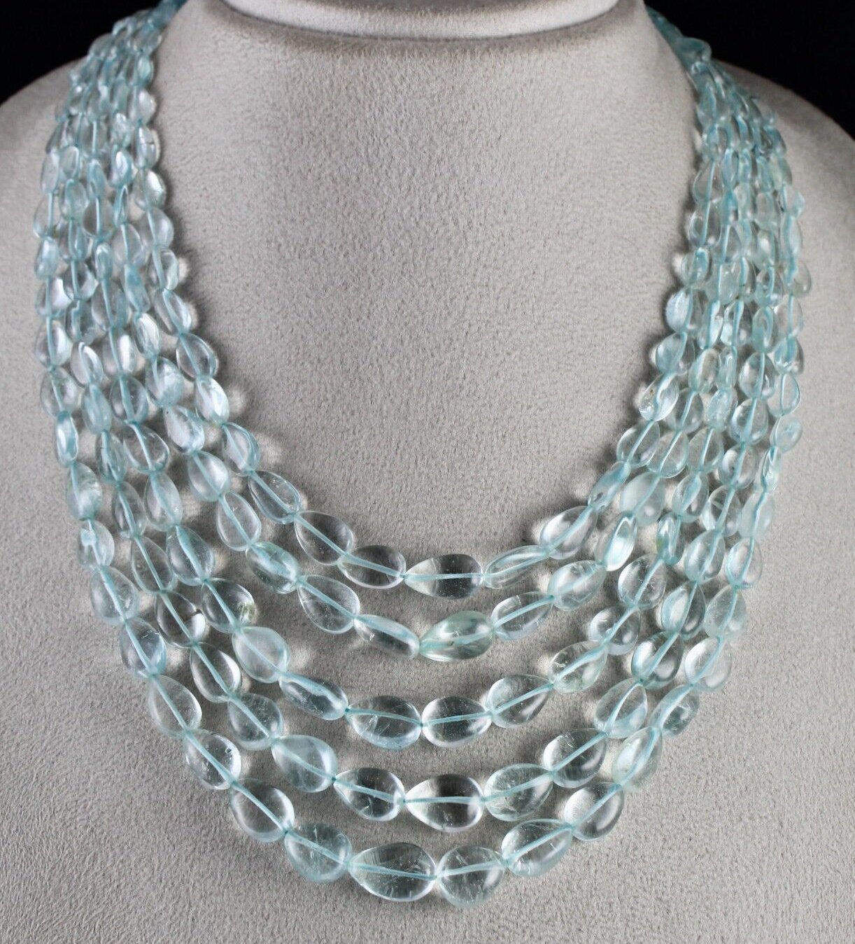 Certified Natural Blue Topaz 956 Ct Gemstone Beaded Fine Necklace For Women