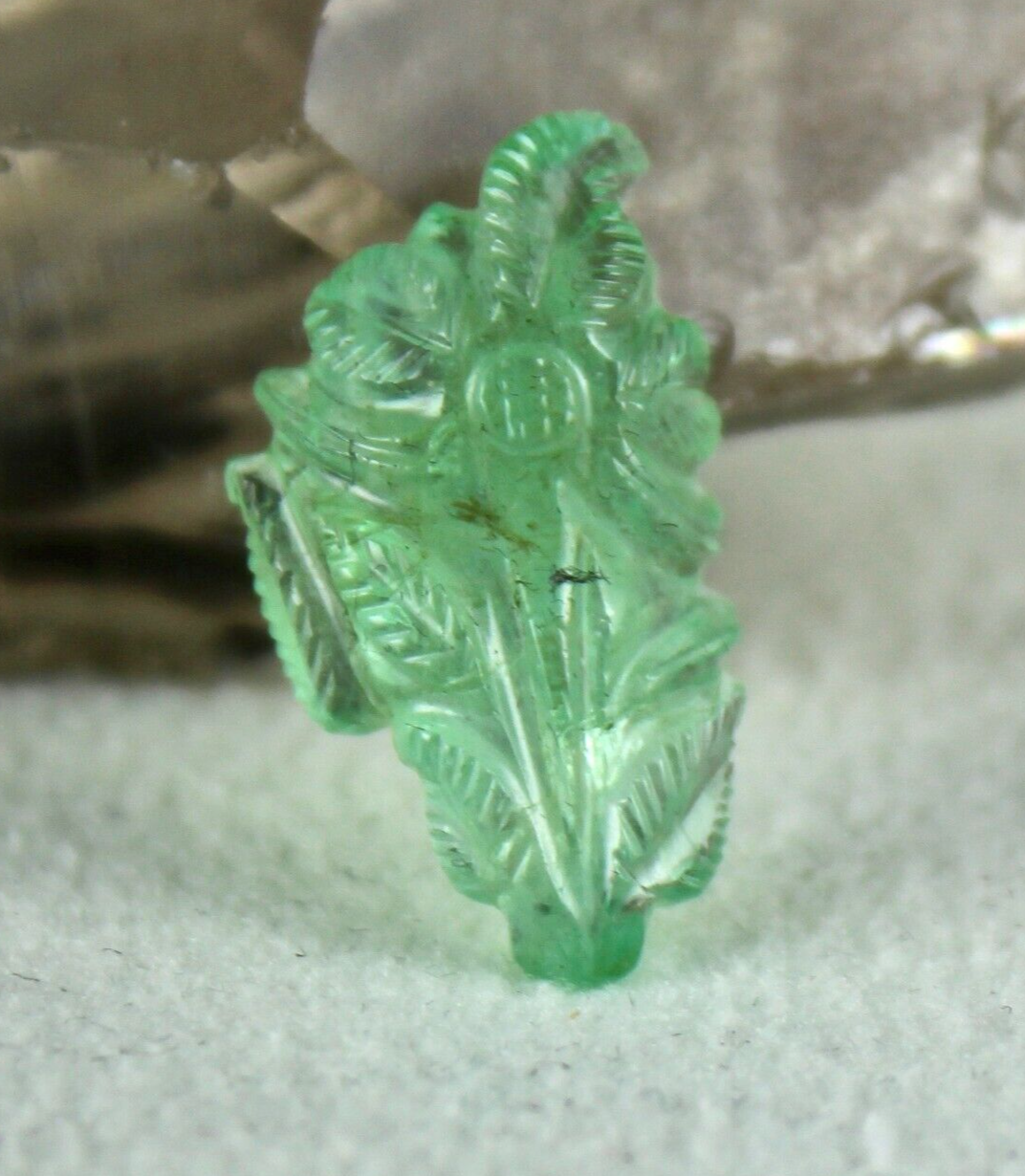 Certified Natural Colombian Emerald Carved Leaf 9.72 Ct Loose Gemstone