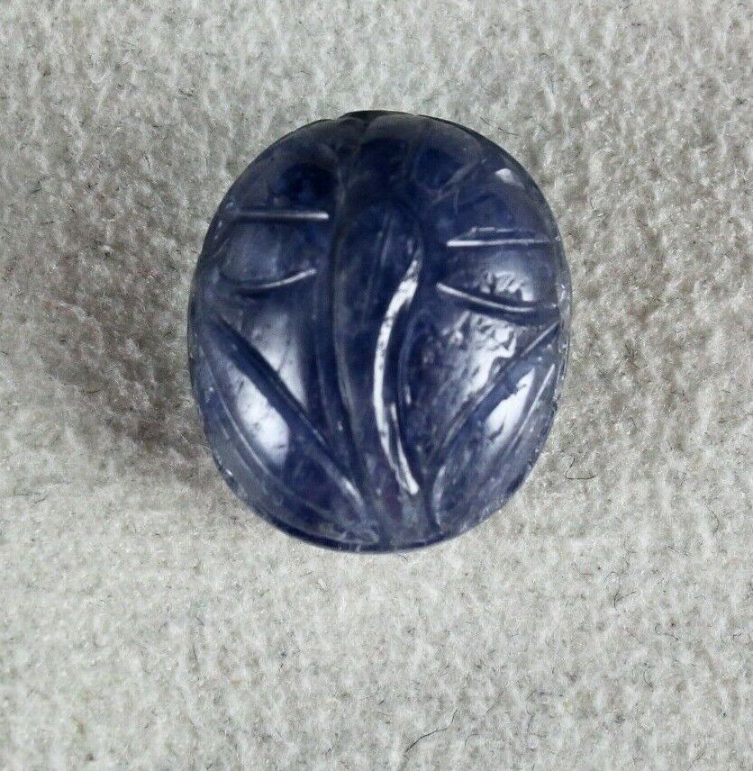 NATURAL UNHEATED BLUE SAPPHIRE CARVED OVAL 16.63 CARATS GEMSTONE RING PENDANT