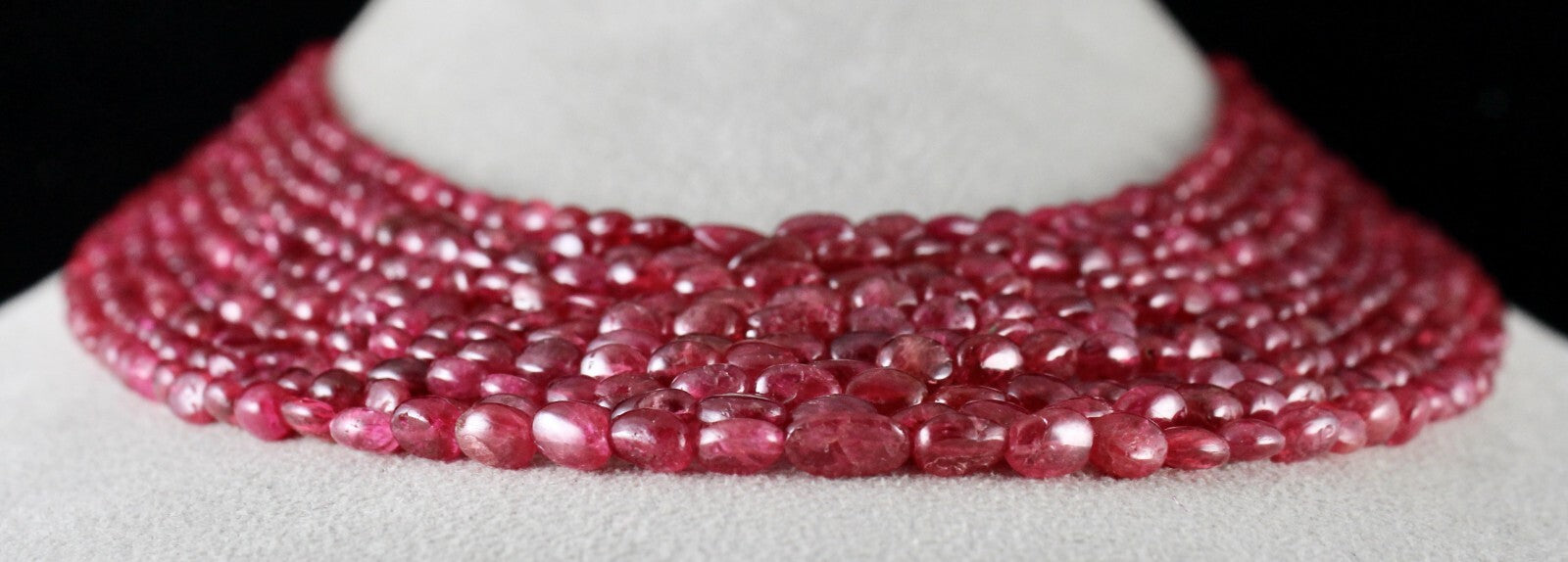 Certified Natural Red Spinel Cabochon Beads Necklace 521 Ct Precious Gemstone