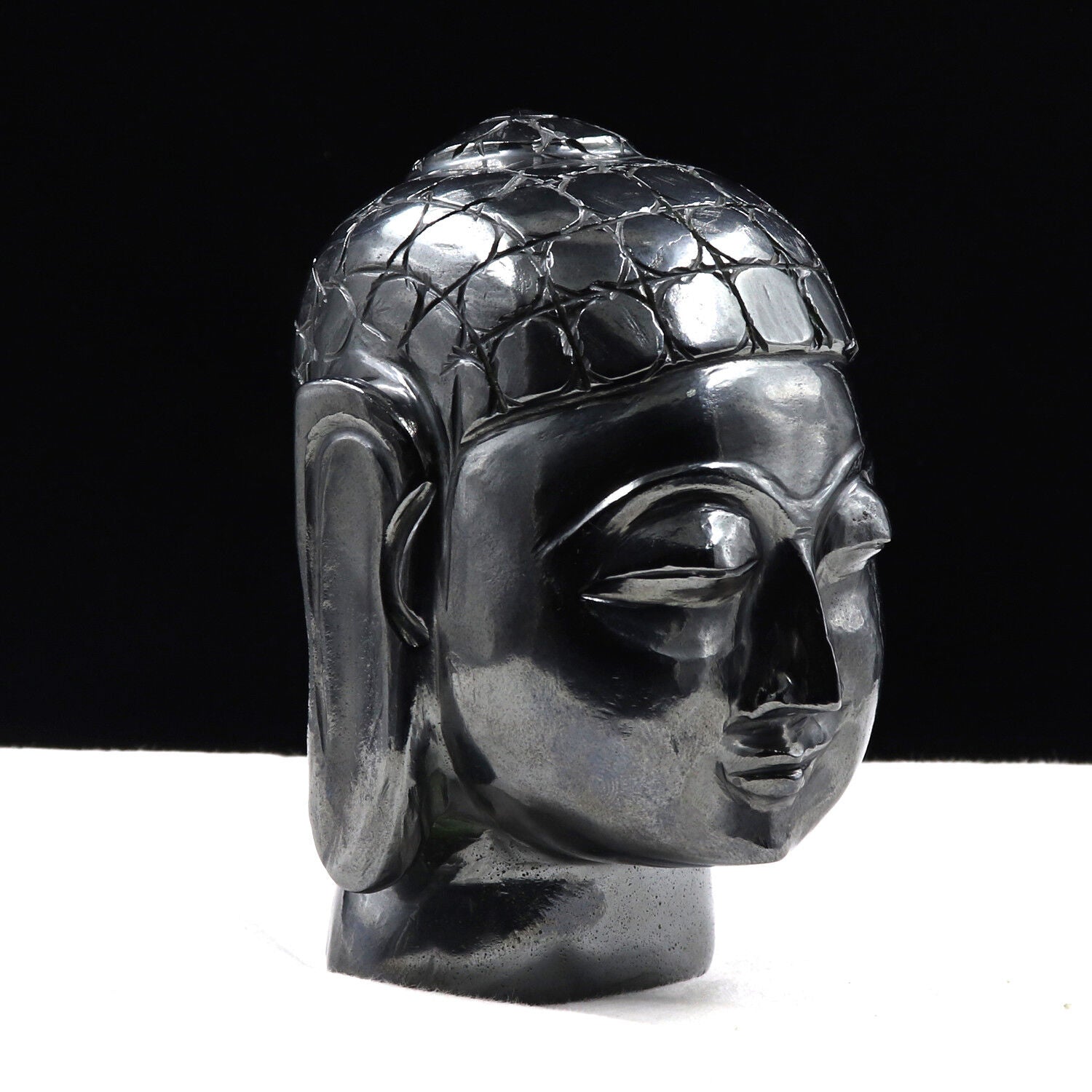 NATURAL HEMATITE BUDDHA HEAD 9035 CTS GEMSTONE STATUE FOR HOME DECOR