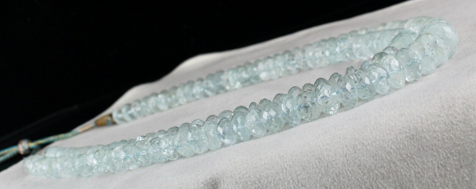 Natural Aquamarine Beaded Necklace 2 Line 972 Carats Blue Faceted Round Gemstone