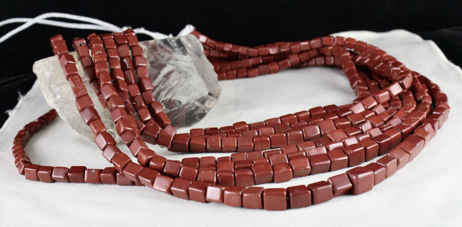 Certified Natural Red Jasper Square Beads Necklace 1982 Ct Fashion 7 Line