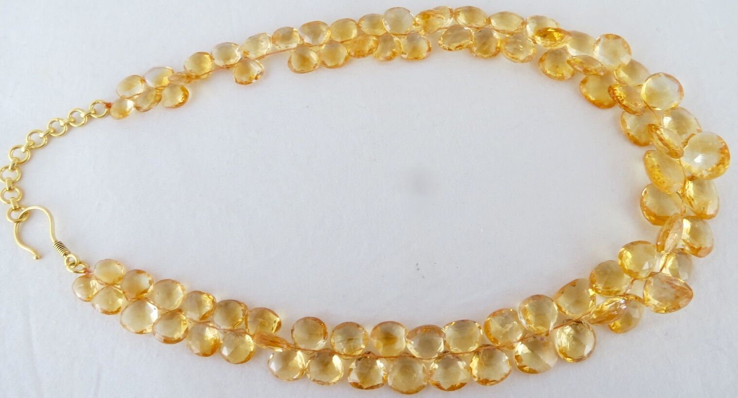 Natural Yellow Citrine Heart Teardrops 410 Ct Gemstone Party Silver Necklace