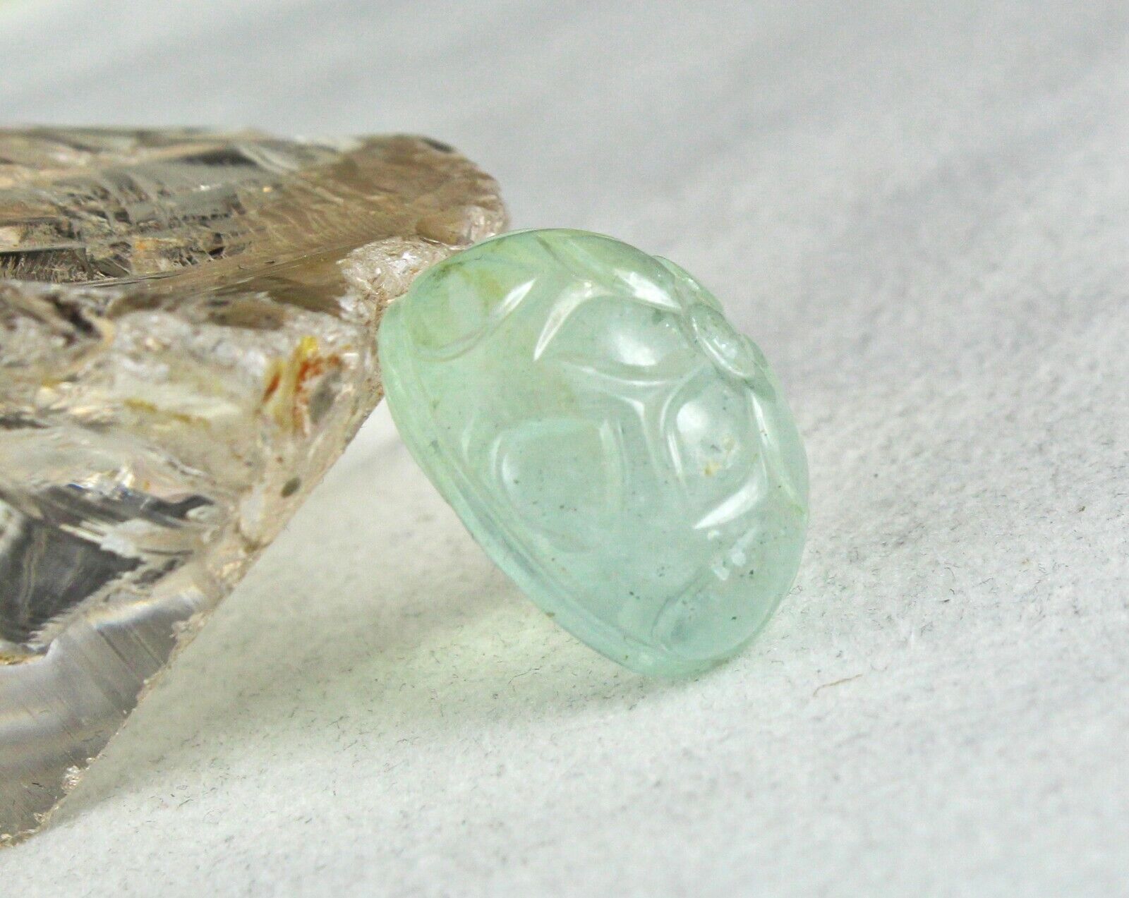 NATURAL BLUE AQUAMARINE CARVED OVAL 23X19 MM 45.15 CTS GEMSTONE FOR PENDANT RING