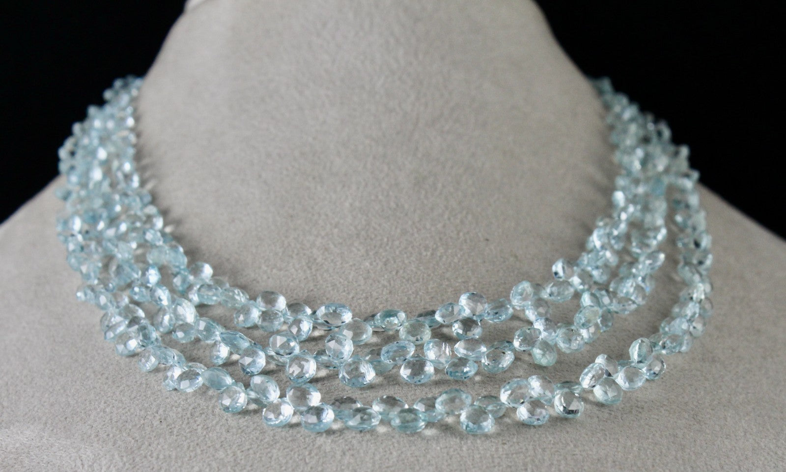 Certified Natural Aquamarine Necklace 253 Ct Blue Faceted Gemstone Tear Drops