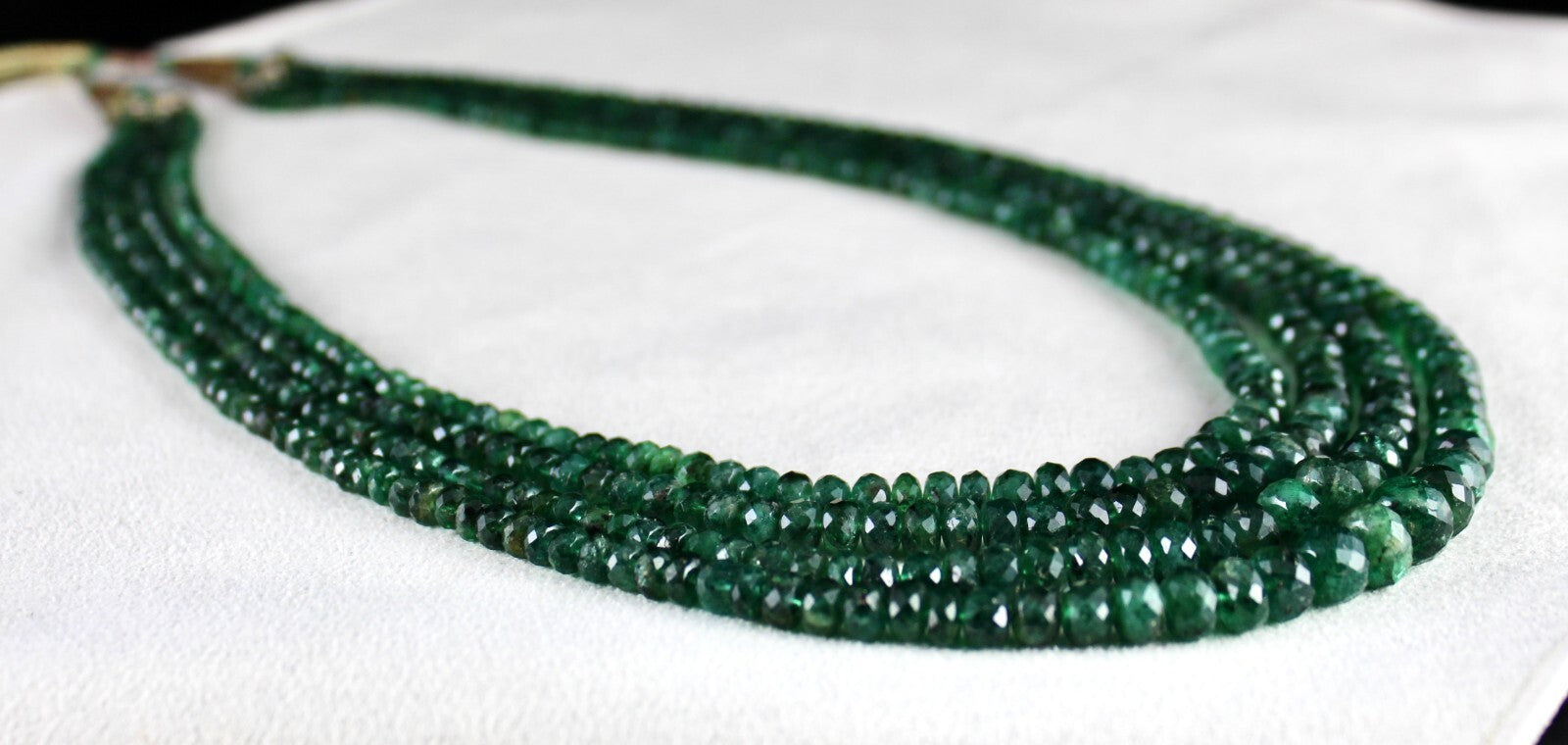 Certified Vintage Natural Emerald 389 Ct Bead Faceted Gemstone Necklace