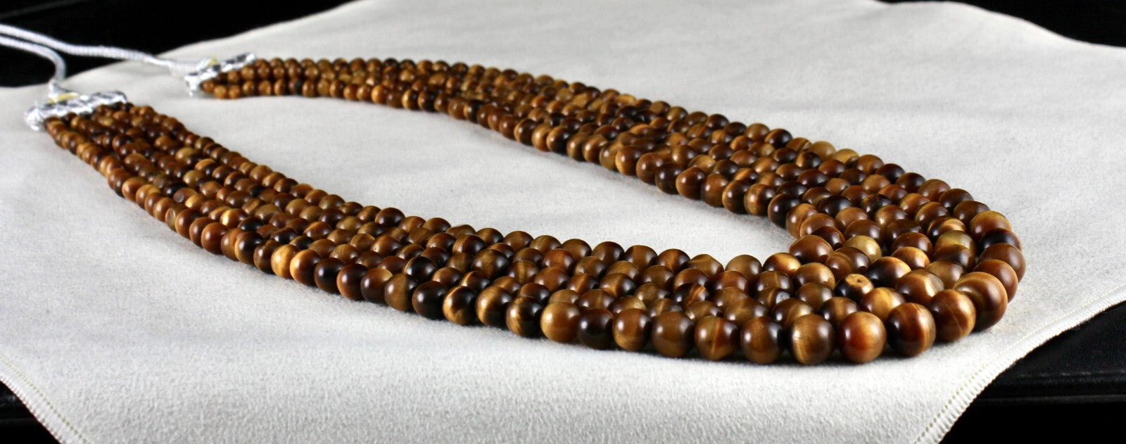 Natural Tiger's Eye 5l 813 Ct Yellow Gemstone Bead Round Necklace Ladies Fashion