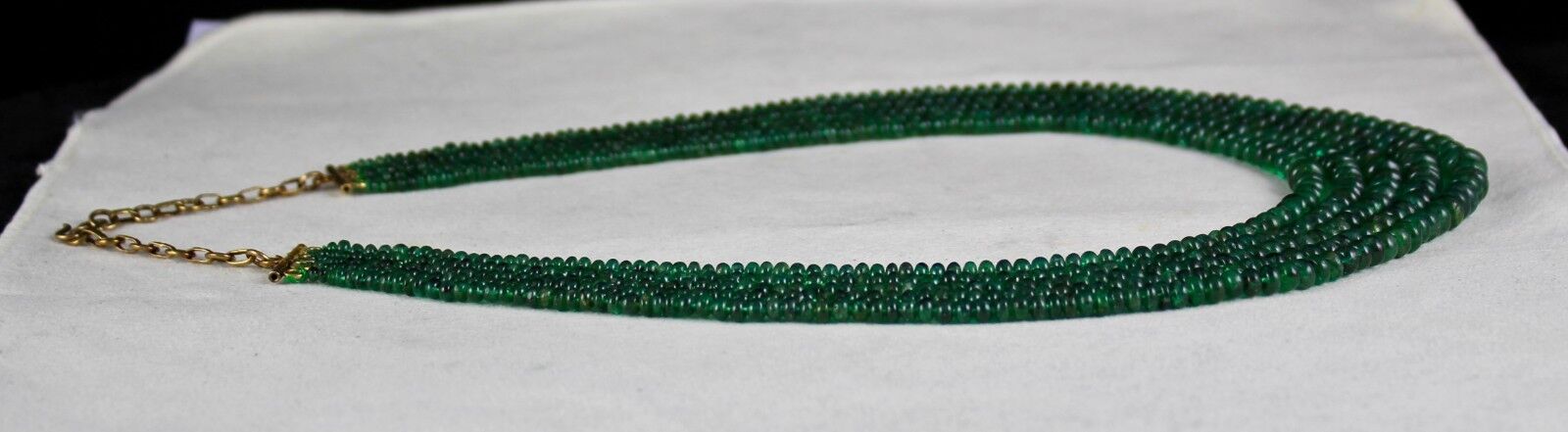 NATURAL UNHEAT EMERALD BEADS ROUND  5 LINE 386 CARATS GEMSTONE LADIES NECKLACE 