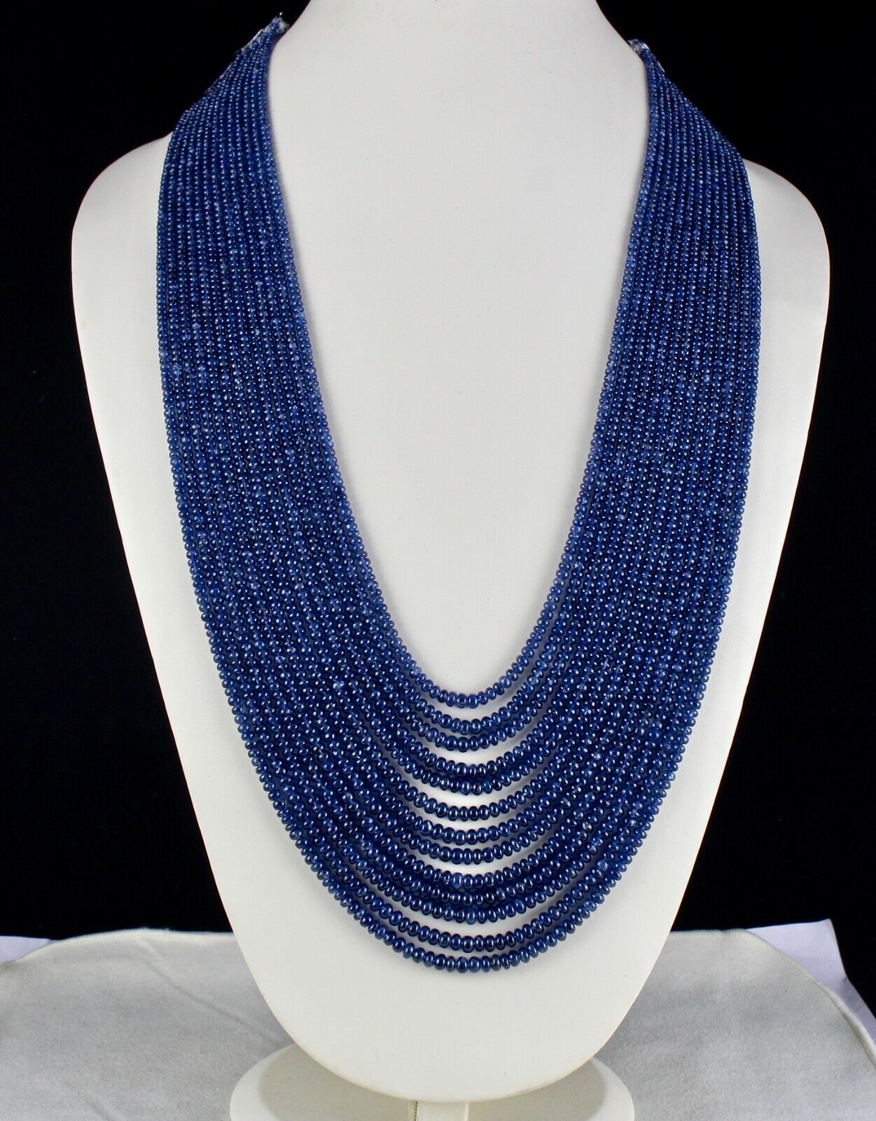 GTL CERTIFIED NATURAL BLUE SAPPHIRE BEADS ROUND 13 L 1047 CTS GEMSTONE NECKLACE