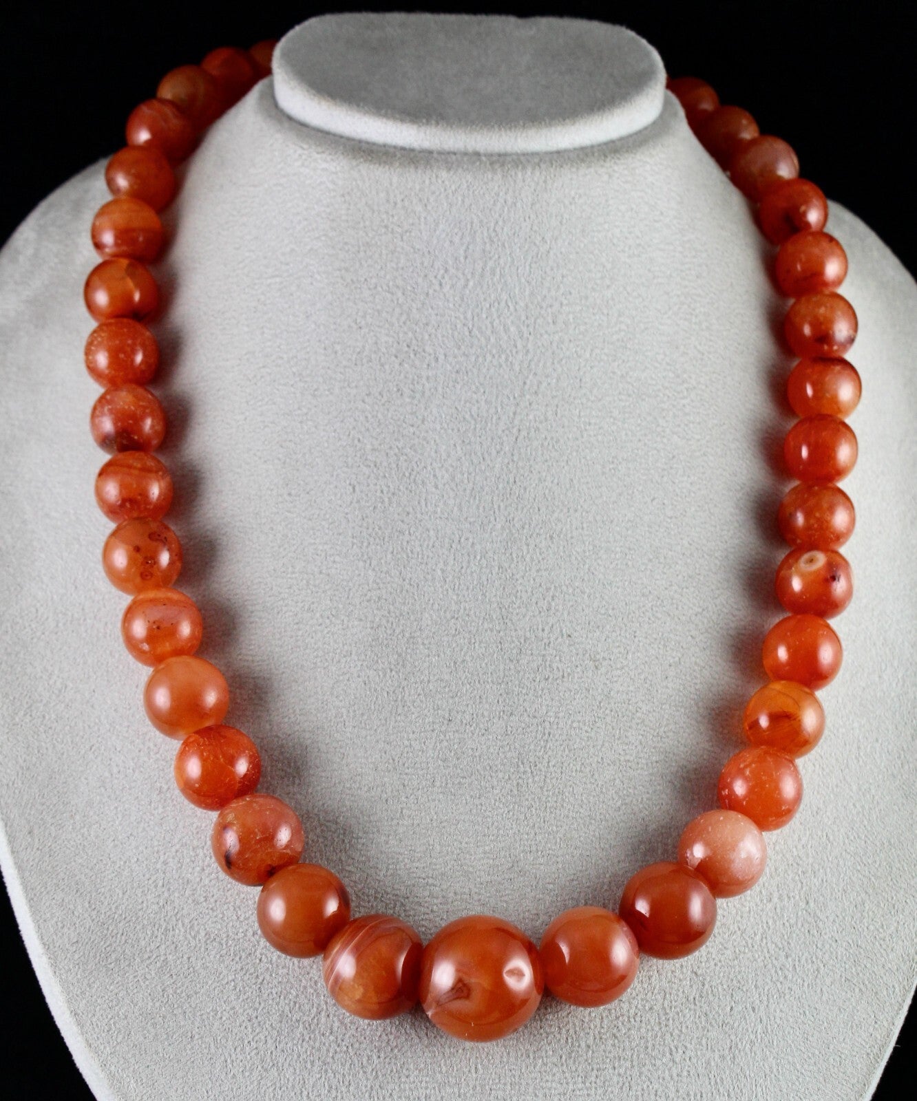 Orange Carnelian Beads Necklace 1173 Ct Round Gemstone Fashion For Women