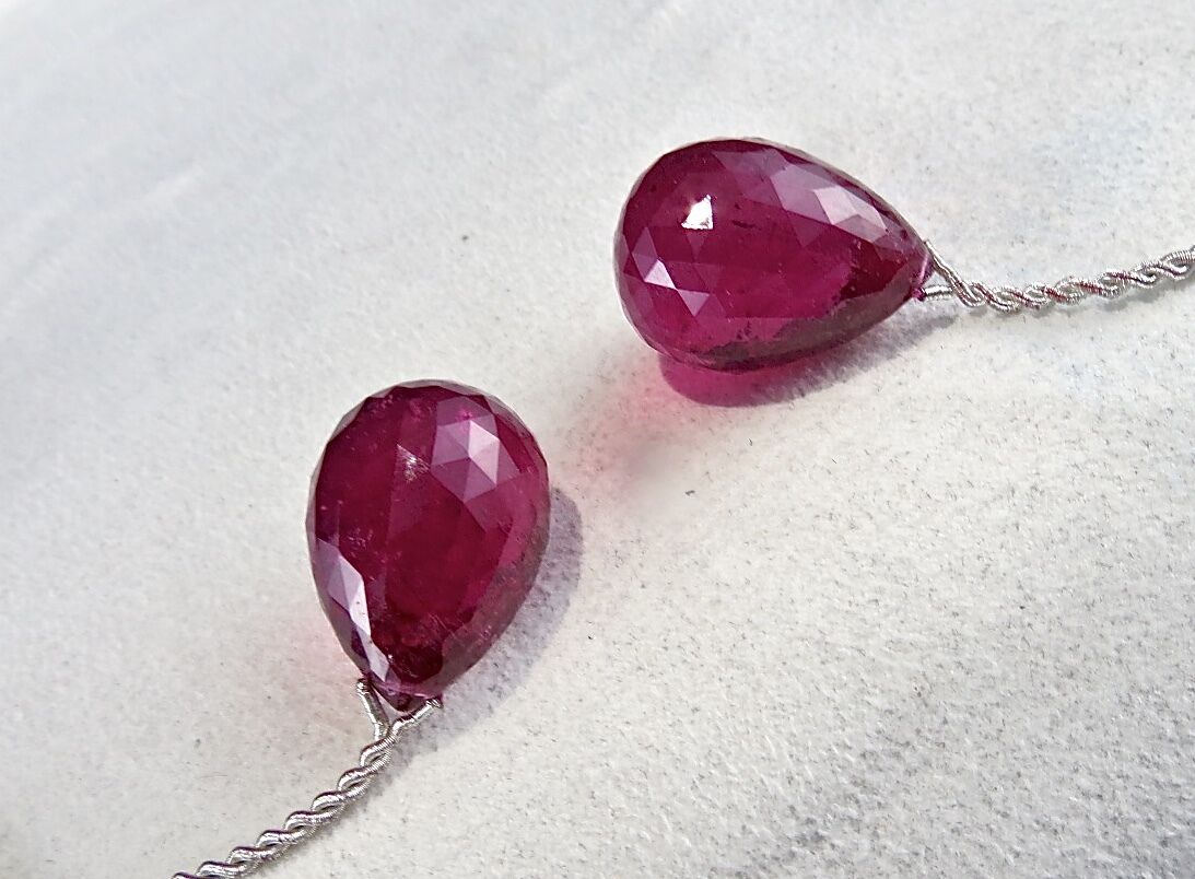 24 MM PINK TOURMALINE RUBELLITE FACETED TEARDROPS PAIR 114 CTS GEMSTONE EARRING