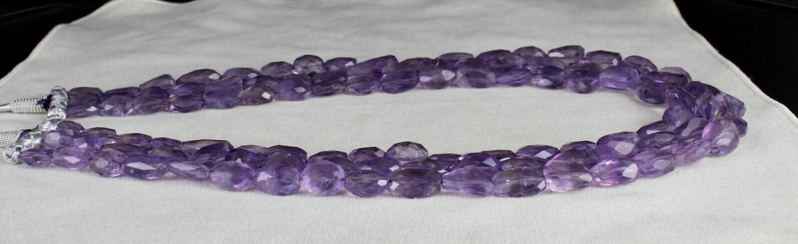 Natural Amethyst Beads Faceted Tumble 3L 790 Ct Purple Gemstone Fashion Necklace