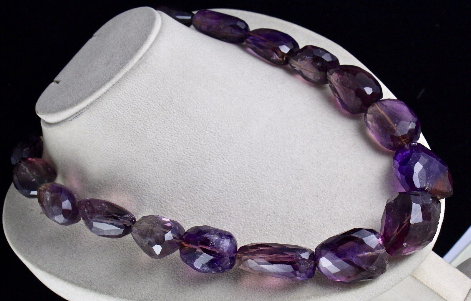 Natural Ametrine Beads Faceted Tumble 1 L 1745 Ct Big Gemstone Silver Necklace