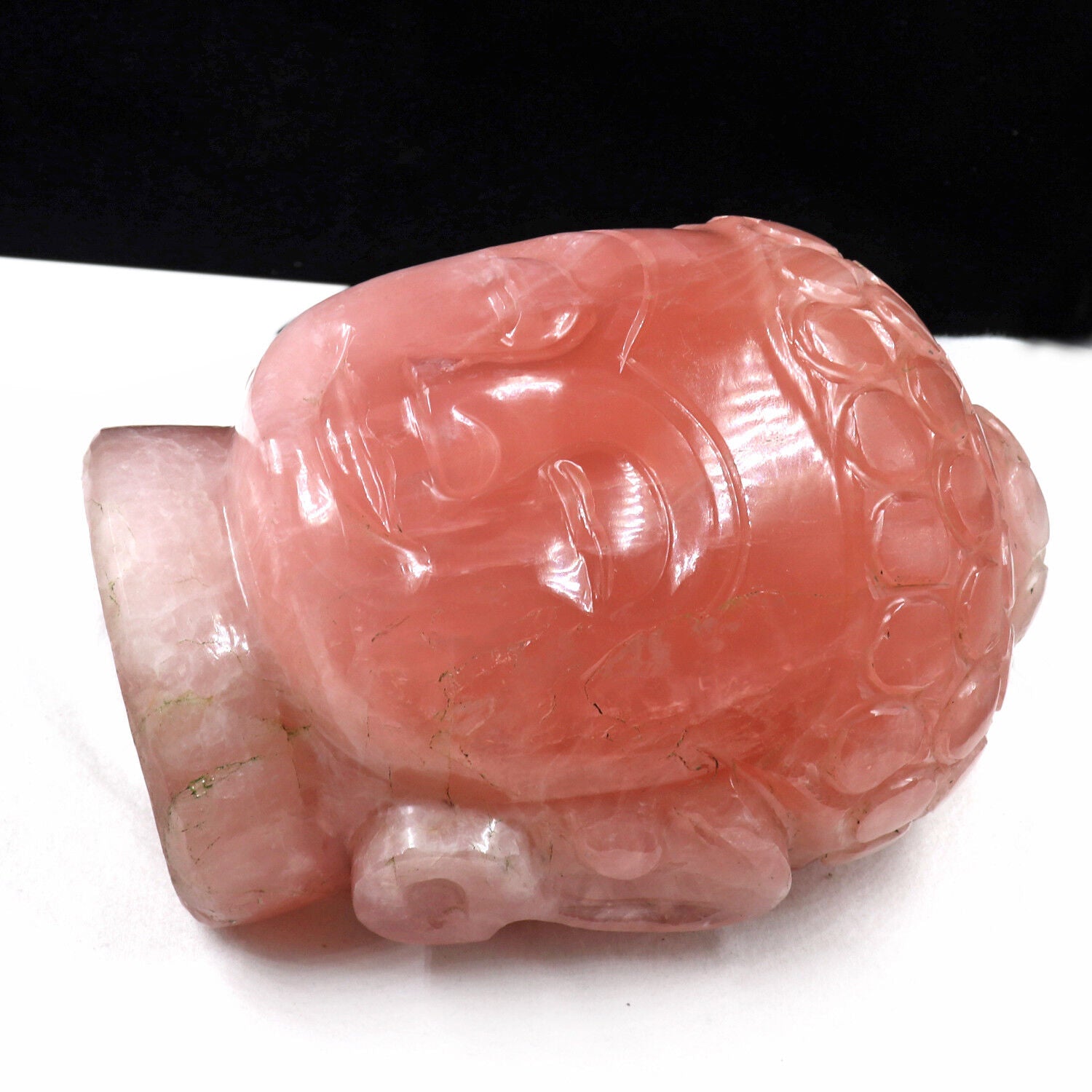 7" NATURAL ROSE QUARTZ BUDDHA HEAD 13500 CARATS GEMSTONE STATUE FOR HOME DECOR