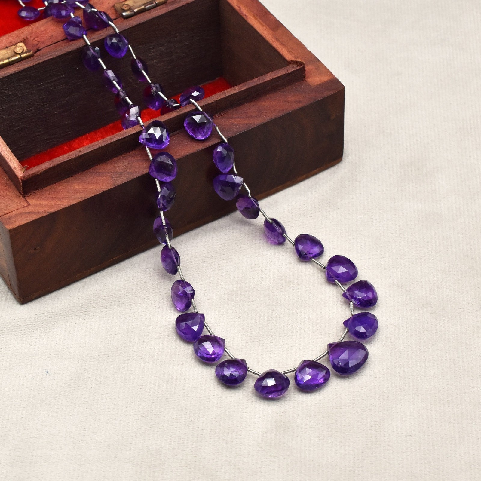 Natural Amethyst 783ct Beads Tear Drops 14mm Purple Gemstone Necklace