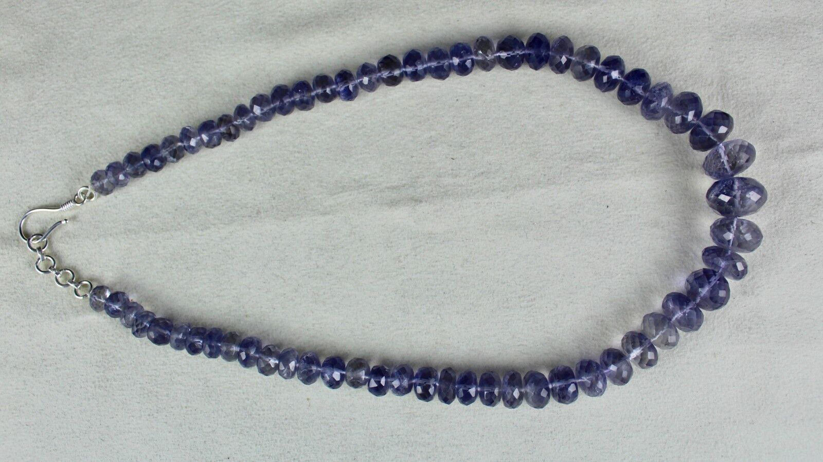 NATURAL IOLITE FACETED BEADS 18MM 410 CARATS BIG ROUND GEMSTONE LADIES NECKLACE