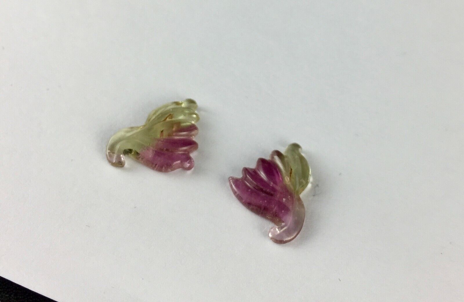 Natural Tourmaline Carved Leaves Pair 7.83 Cts Multi Gemstone Earring Designing