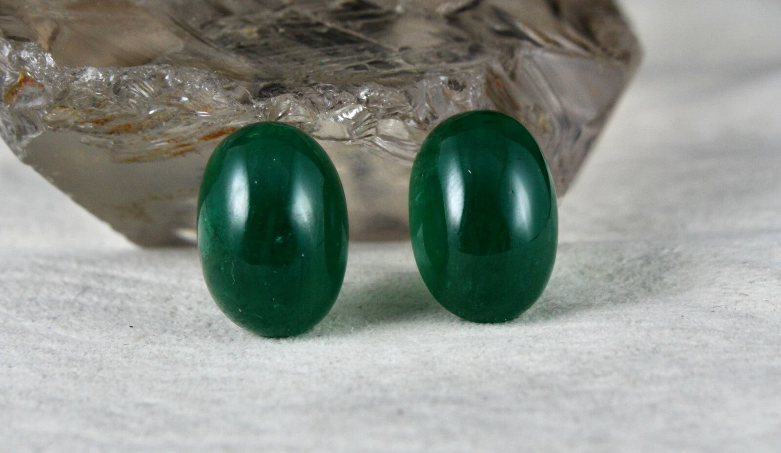 Certified Natural Zambian Emerald Oval Cabochon 44.32 Ct Gemstone Earring Design