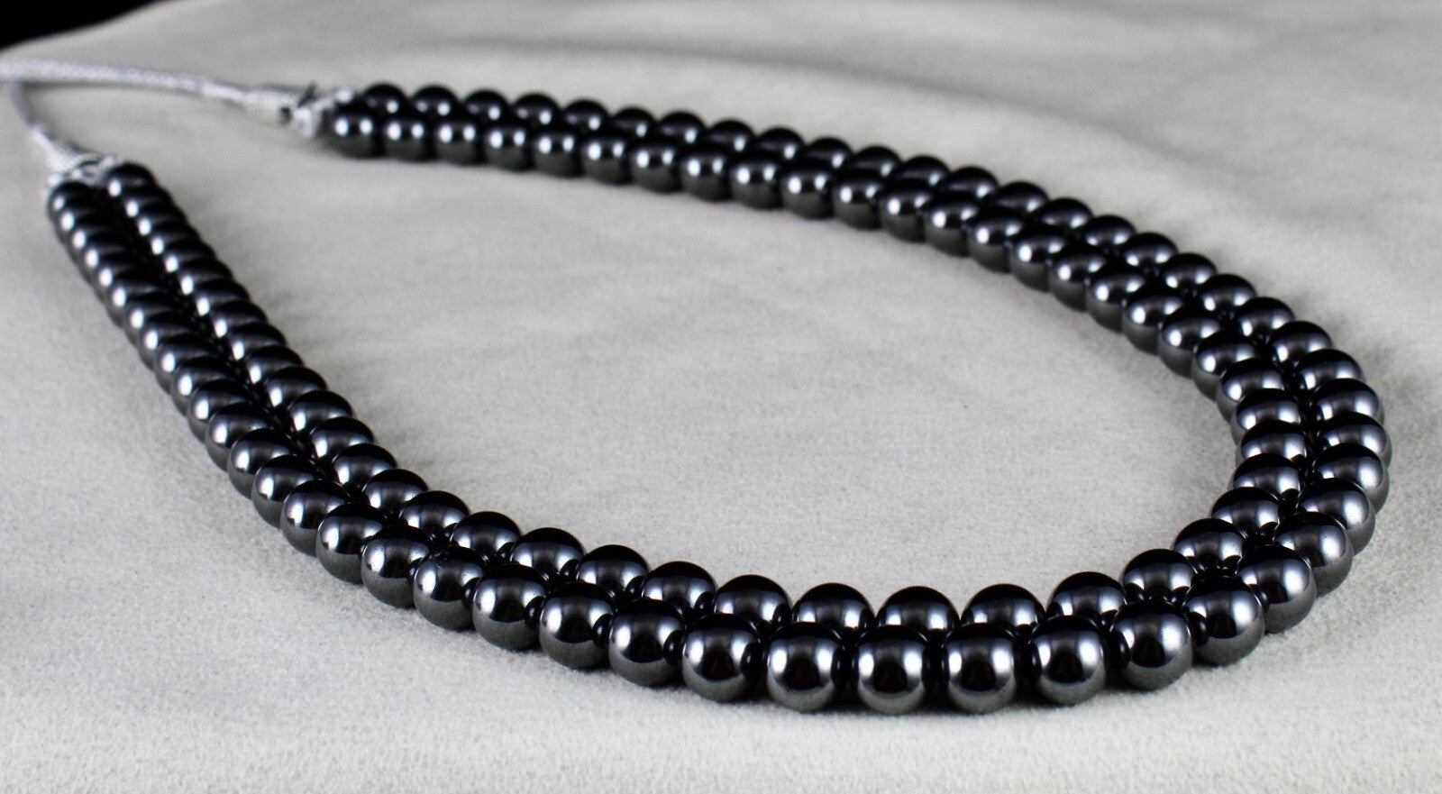 Hematite Beads Necklace 703 Ct Round Black Sparkling Natural Gemstone Fashion