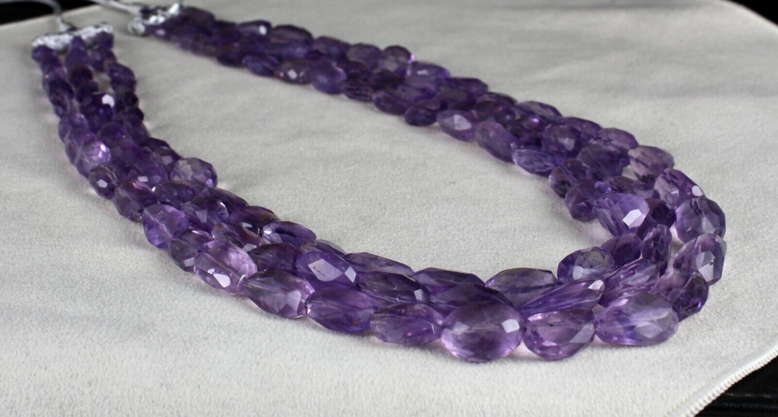 Natural Amethyst Beads Faceted Tumble 3L 790 Ct Purple Gemstone Fashion Necklace