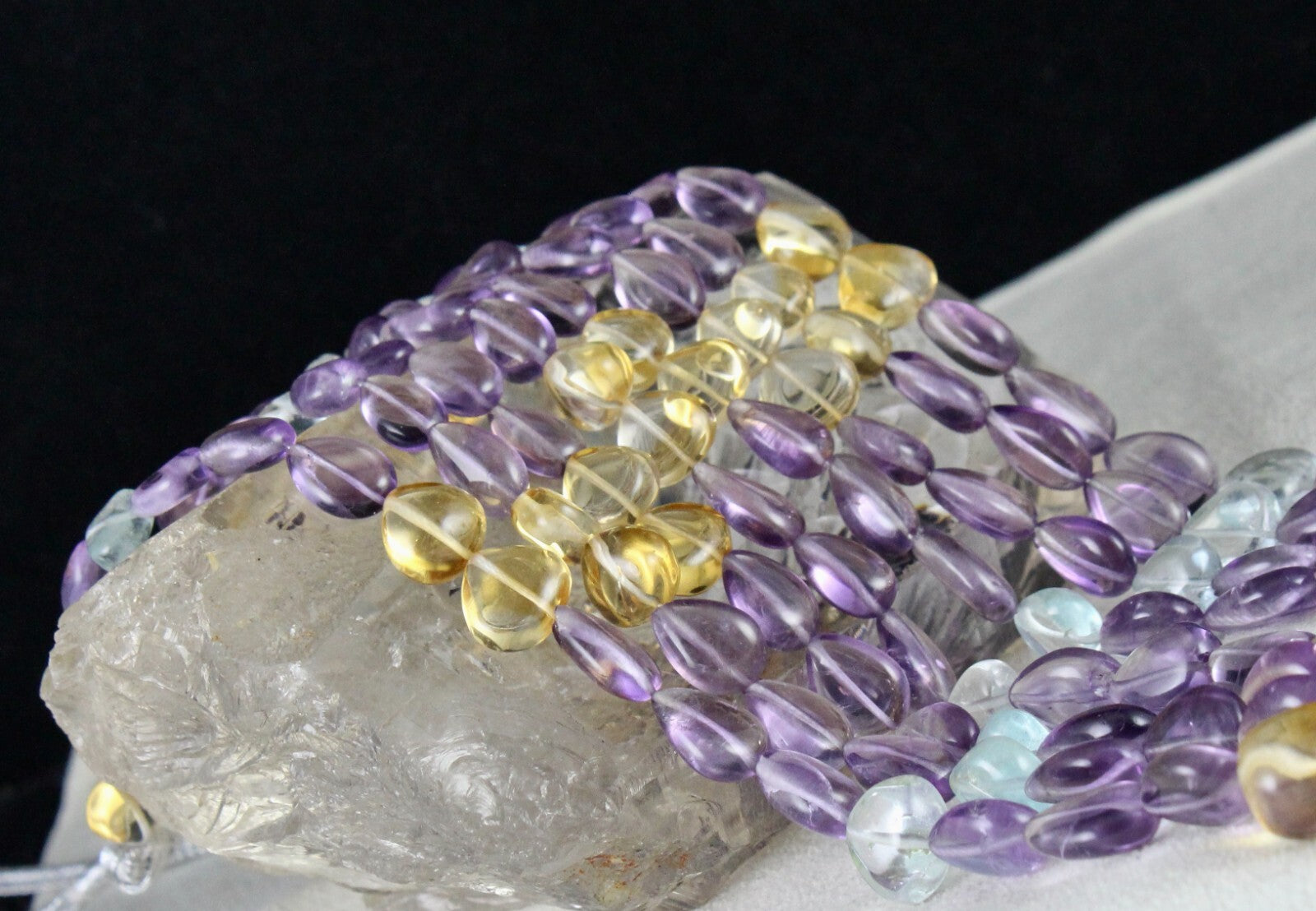 Certified Natural Multi Amethyst 652 Ct Citrine Blue Topaz 4 L Stone Necklace