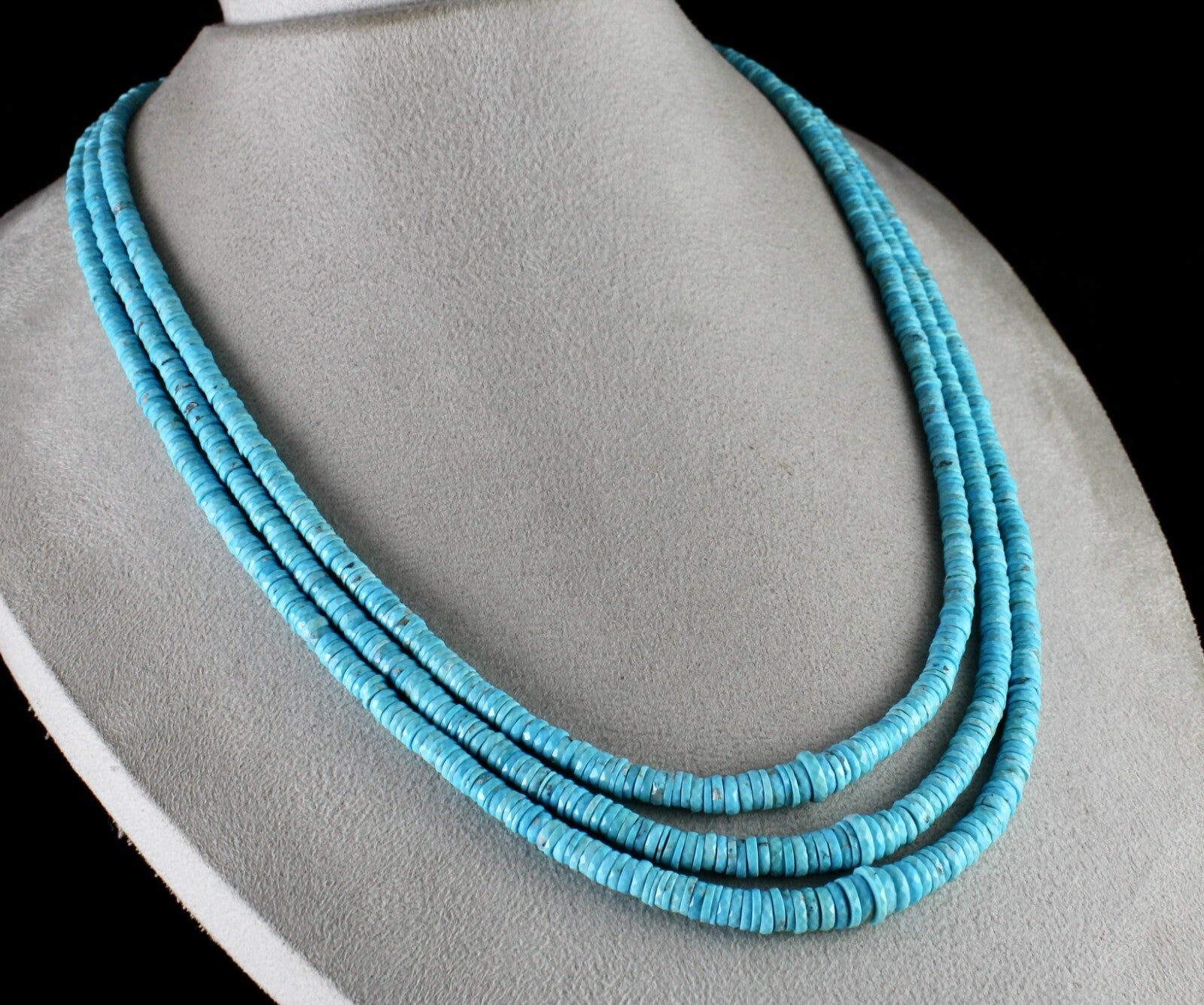 Certified Vintage Natural Turquoise 441 Ct Beads Blue Gemstone Necklace