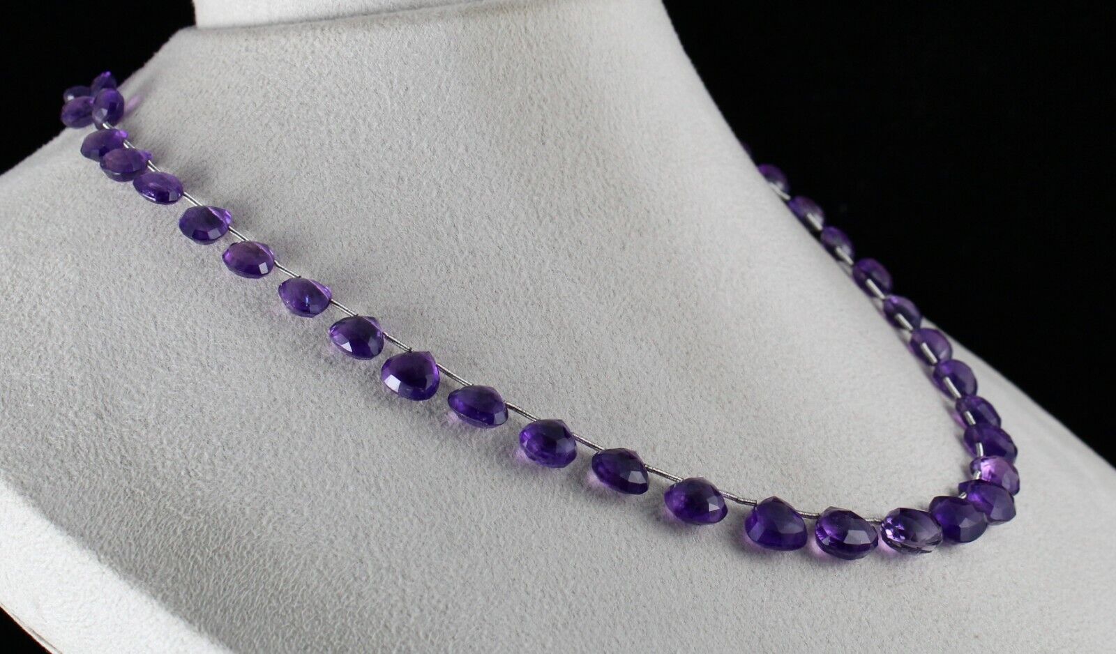 Natural Amethyst Beads Teardrop 1 L 158 Ct Purple Gemstone Party Silver Necklace