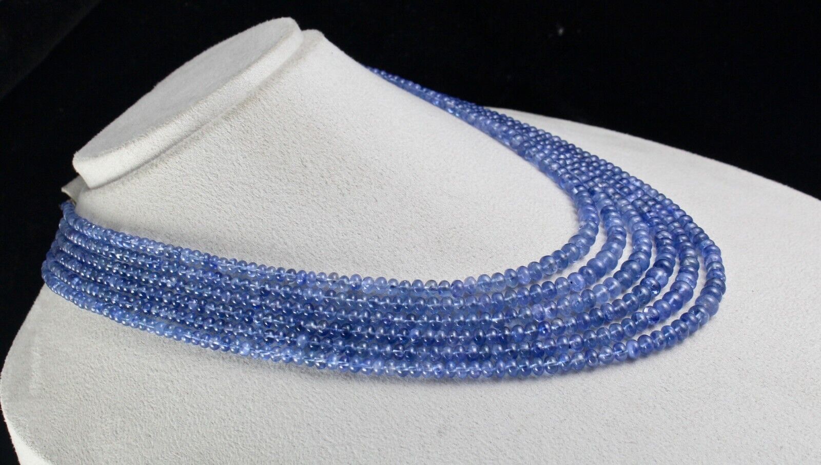 Exclusive Natural Blue Sapphire Beads Round 6 Line 739 Carats Gemstone Necklace