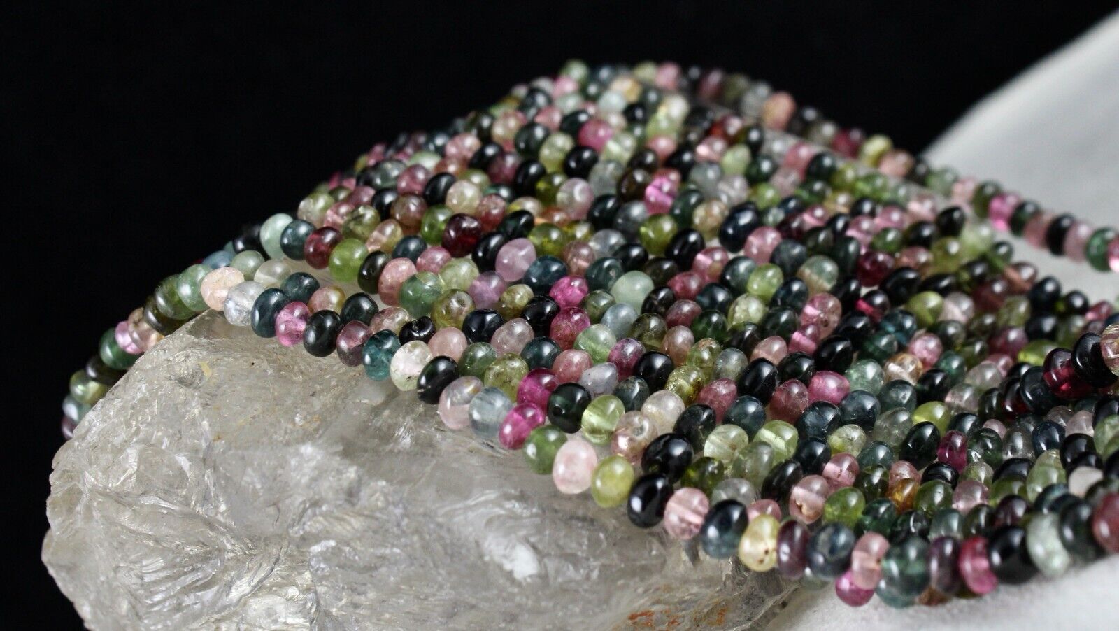 BEST NATURAL TOURMALINE BEADS NECKLACE 583 CARATS MULTI COLOUR GEMSTONE STRAND